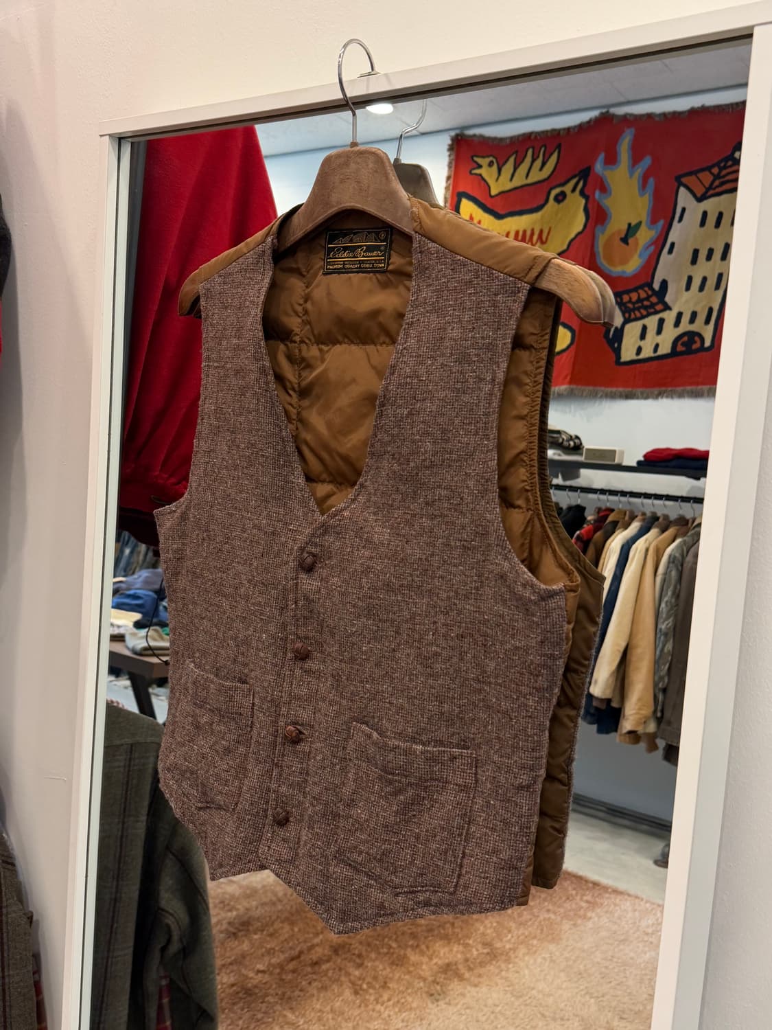 80s Eddie Bauer 에디바우어 구스다운 트위드 베스트 상품이미지1