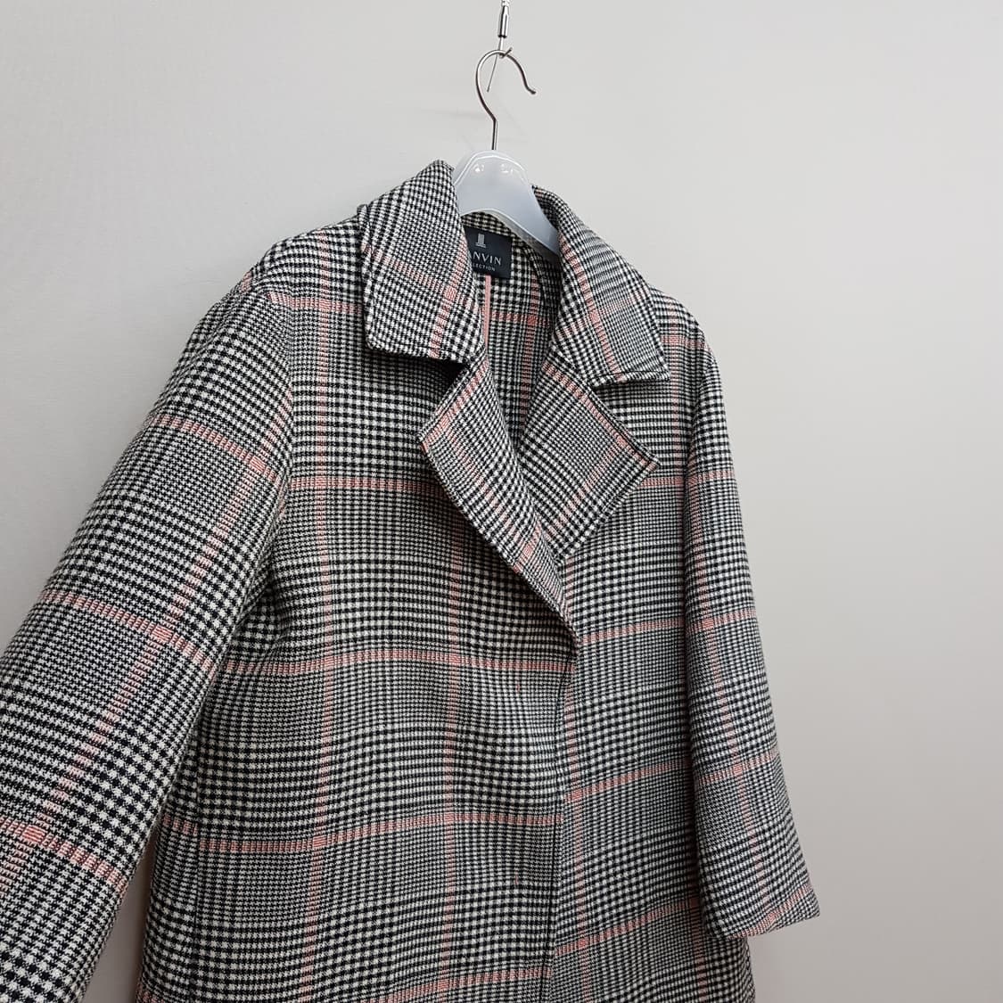 한섬 랑방 체크 울소재 코트 82-94-160사이즈 상품이미지3