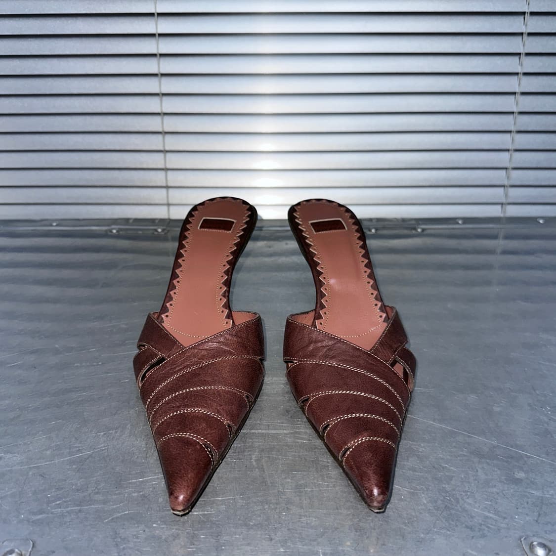 00s 고프레도 판티니 이탈리아 레더 포인티드 힐 상품이미지4