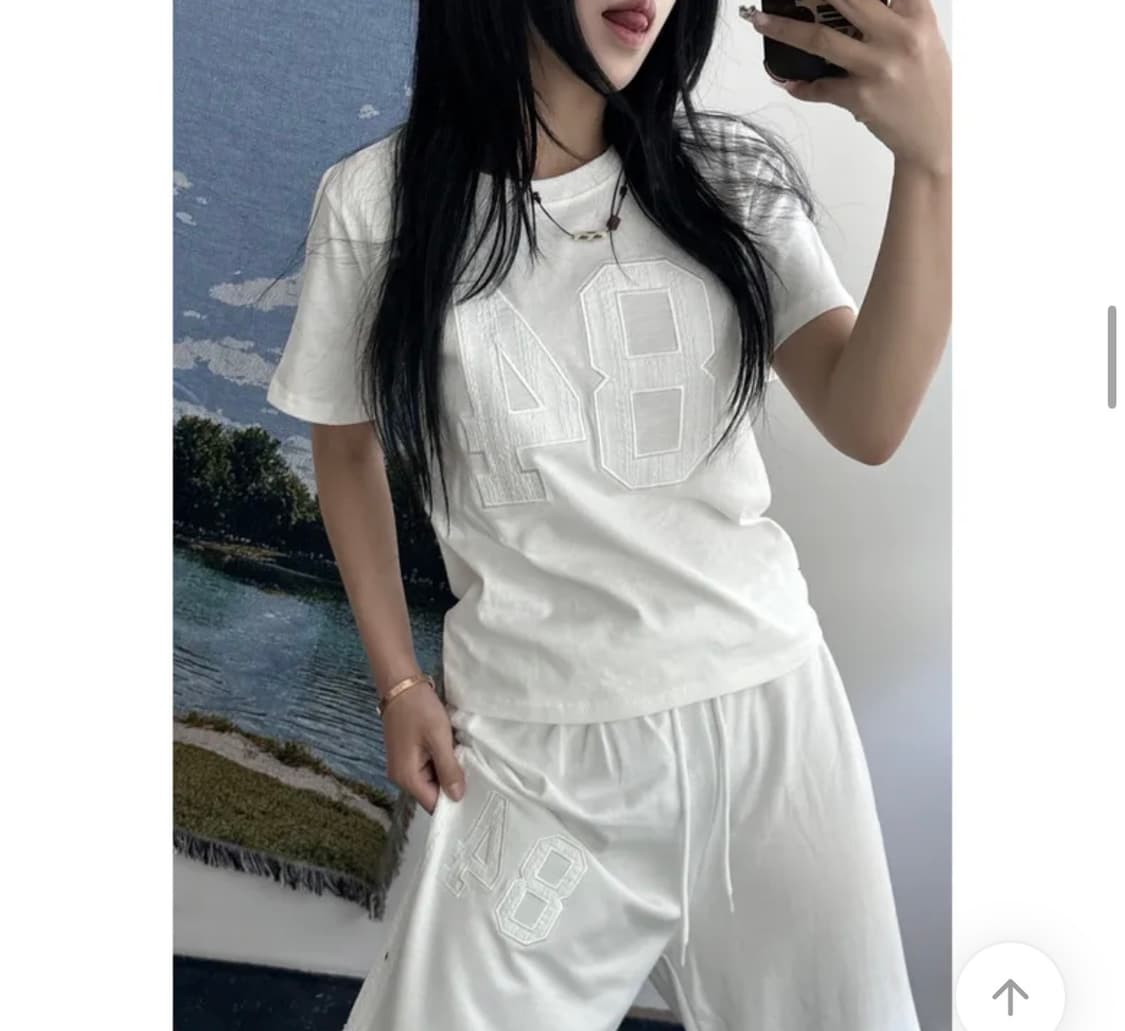 에이블리 레이스 트랙 라인 넘버 패치 밴딩 트레이닝 팬츠 (새상품) 상품이미지2