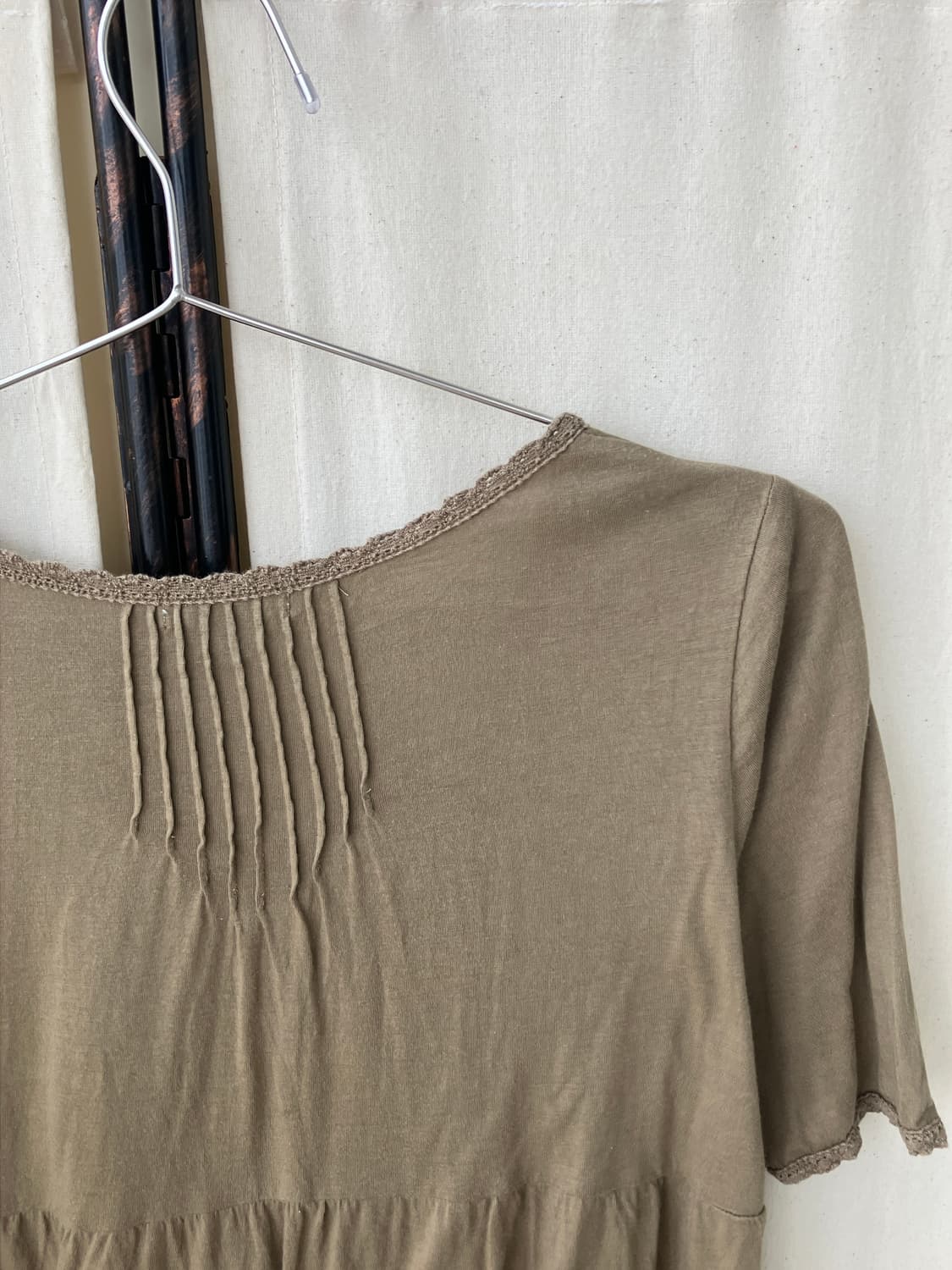 brown lace crochet shirring blouse 상품이미지9