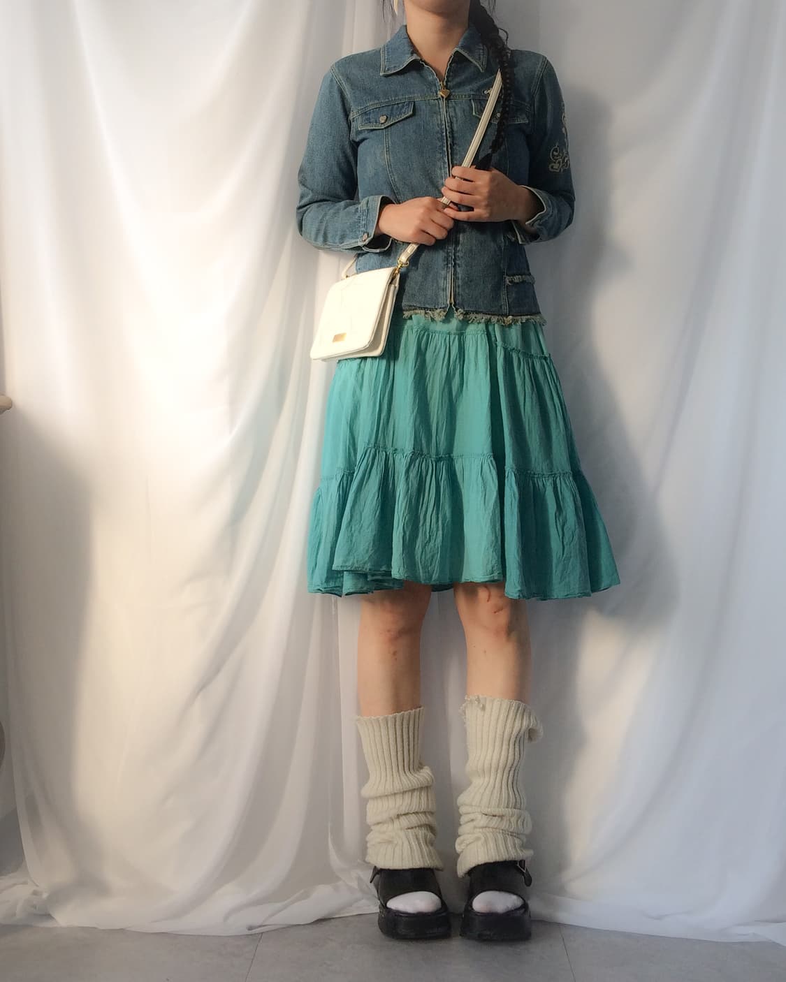 Needle work point denim zip up jacket 상품이미지7