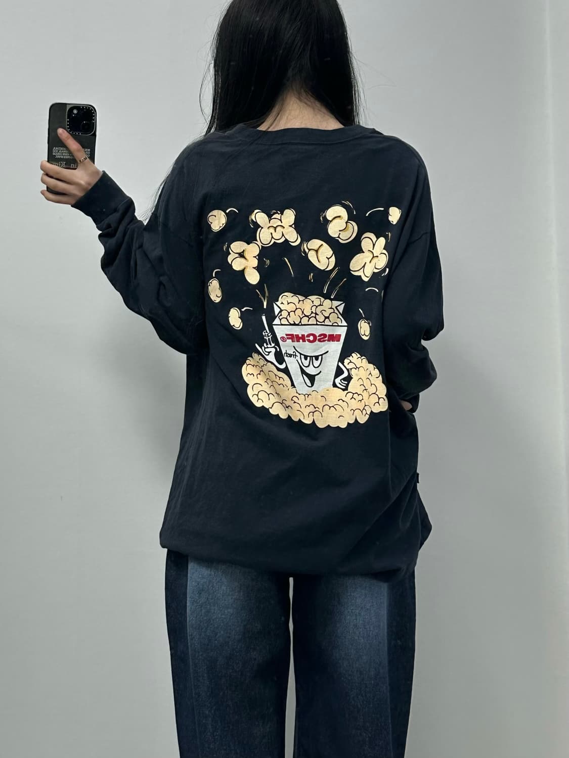 미스치프 팝콘 빅로고 네이비 롱슬리브 긴팔티 상품이미지2