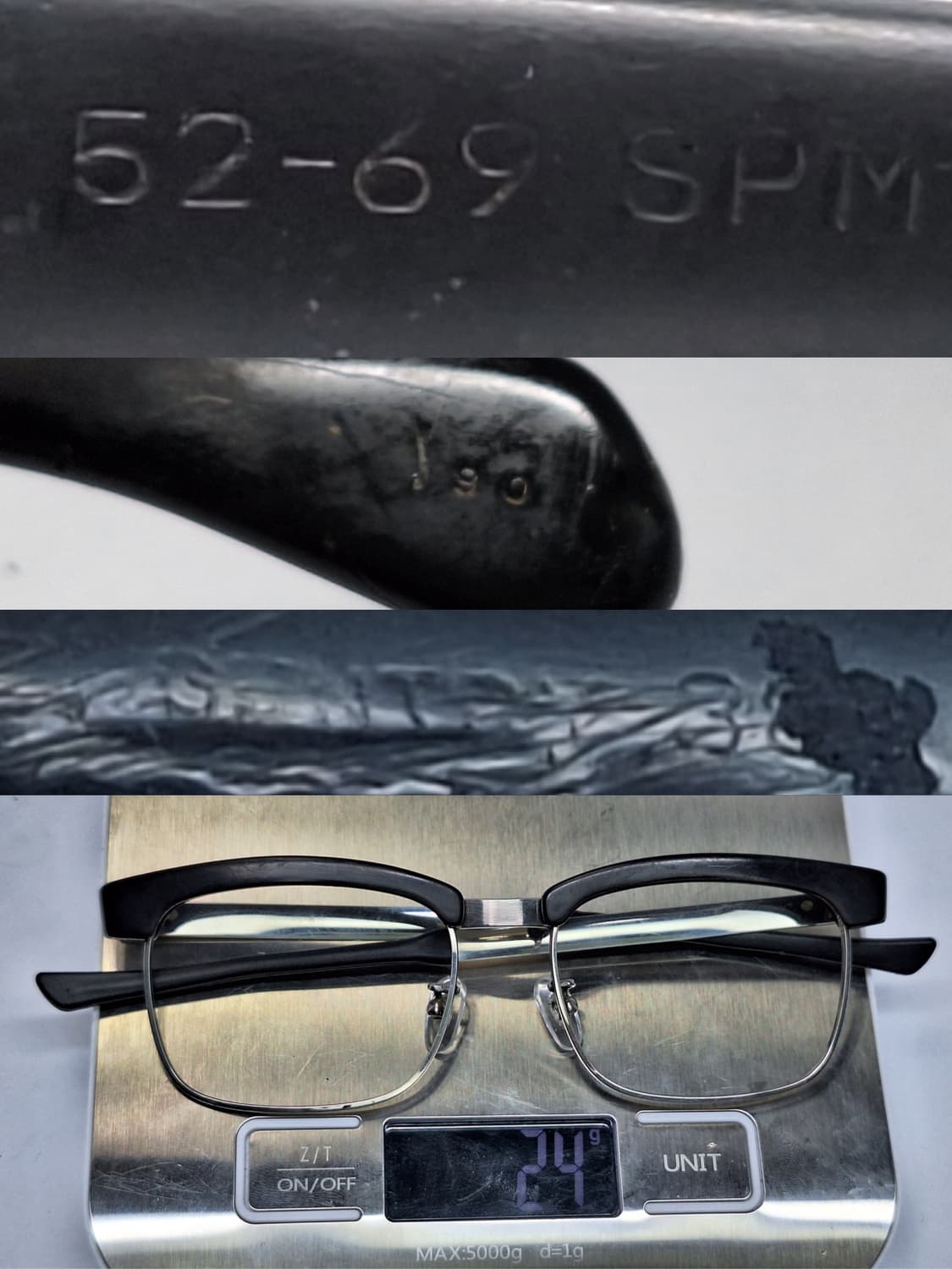 70s 빈티지 일본 수제 하금테 52-69 SPM 선플래티늄 안경테/레트 상품이미지7
