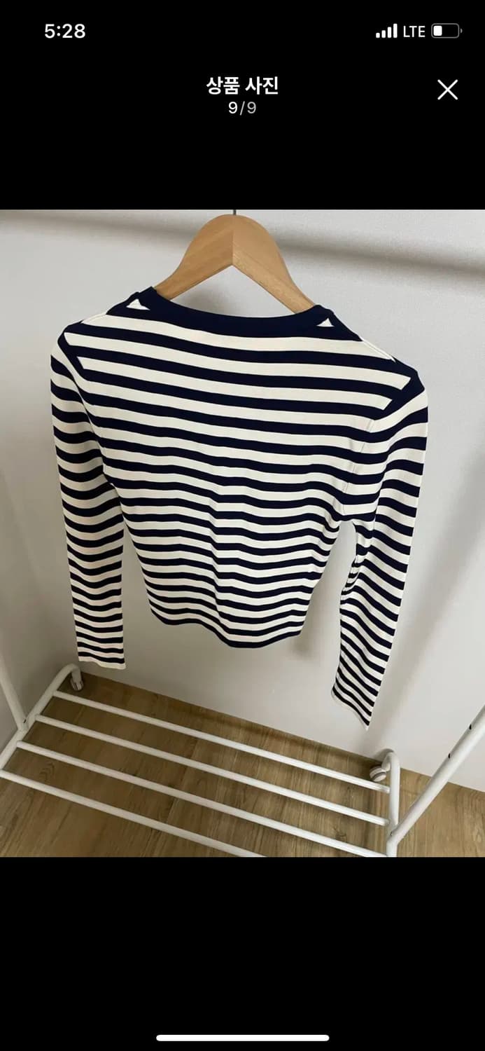 ZARA 자라 스트라이프 슬림 긴팔 쫀득 니트 탑 M 네이비 상품이미지9