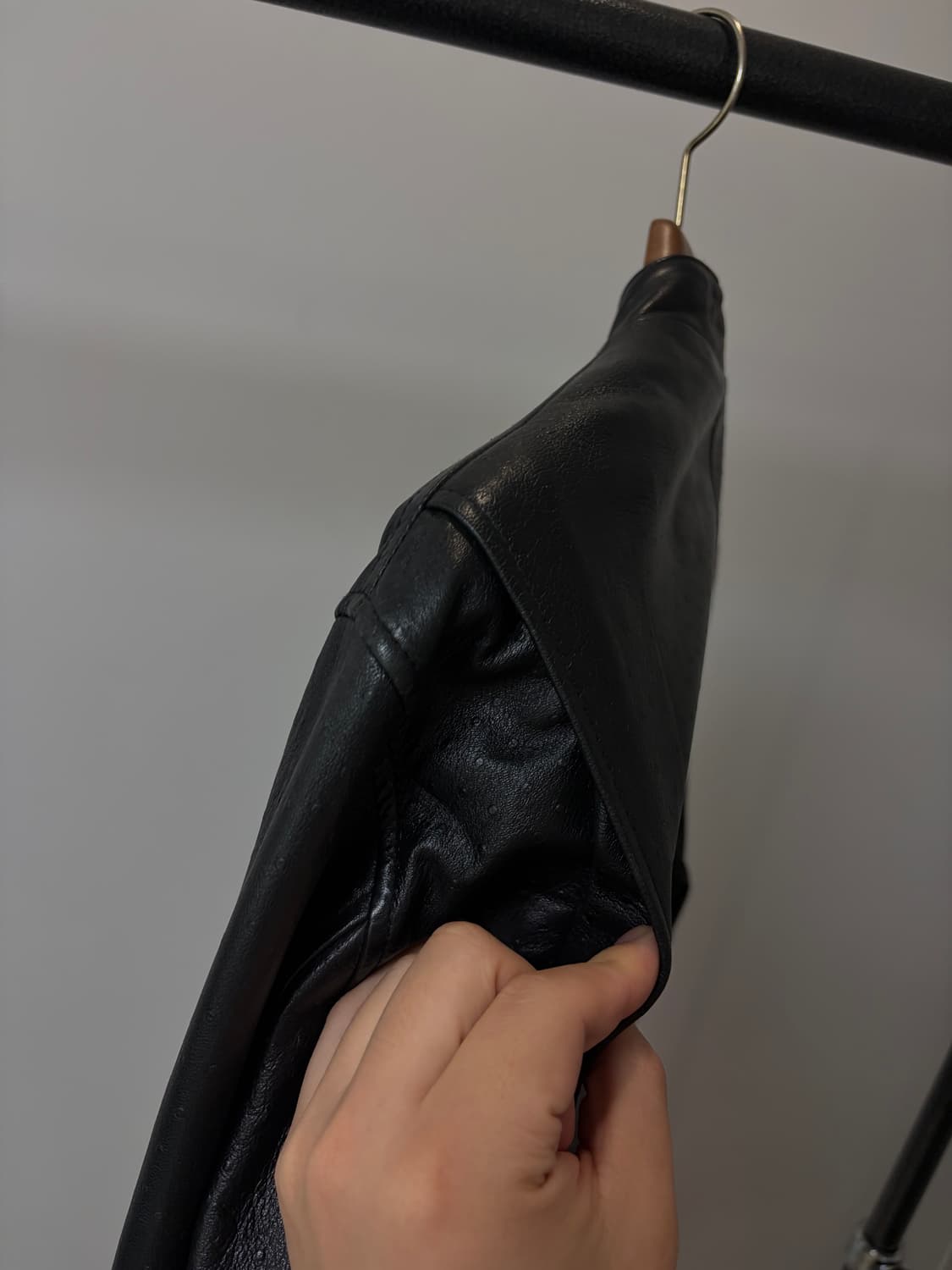 (M) cowoo 싱글라이더 도트패턴 램스킨 양가죽 자켓 상품이미지5