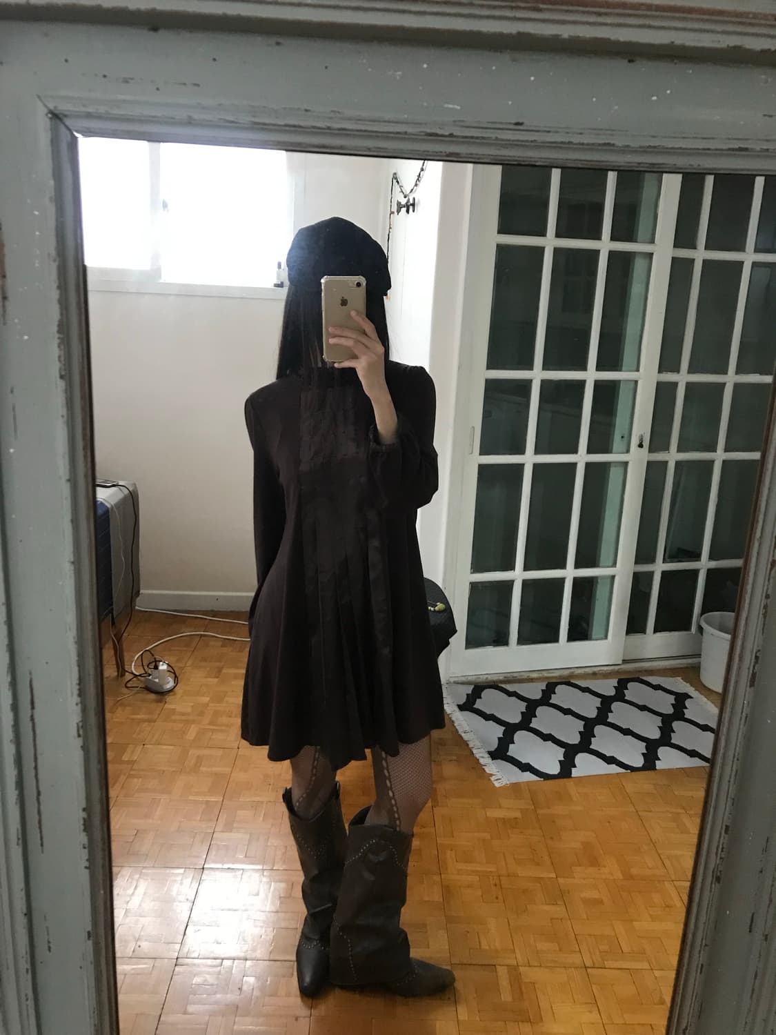 vintage frill brown one-piece 상품이미지1
