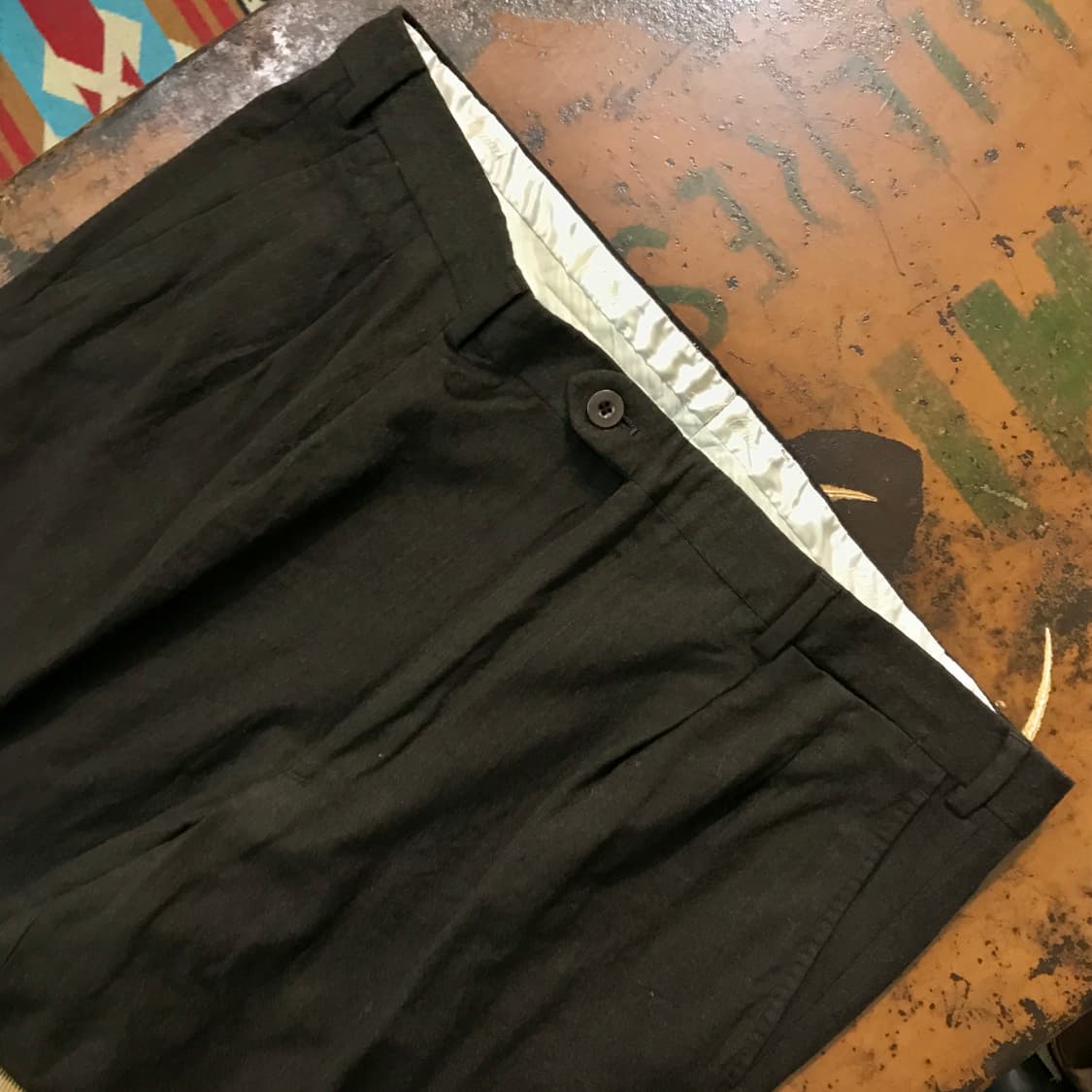 VTG 빈티지 브라운 투턱 핀턱 울 트라우저 슬랙스 허리 37 빅사이즈 상품이미지4