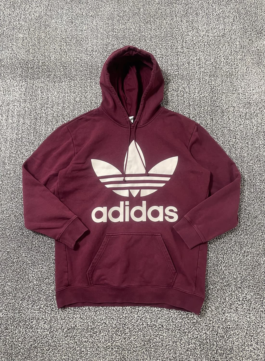 빈티지9. 아디다스 버건디 후드티 후디 빅로고 트레포일 기모 스웻 상품이미지1