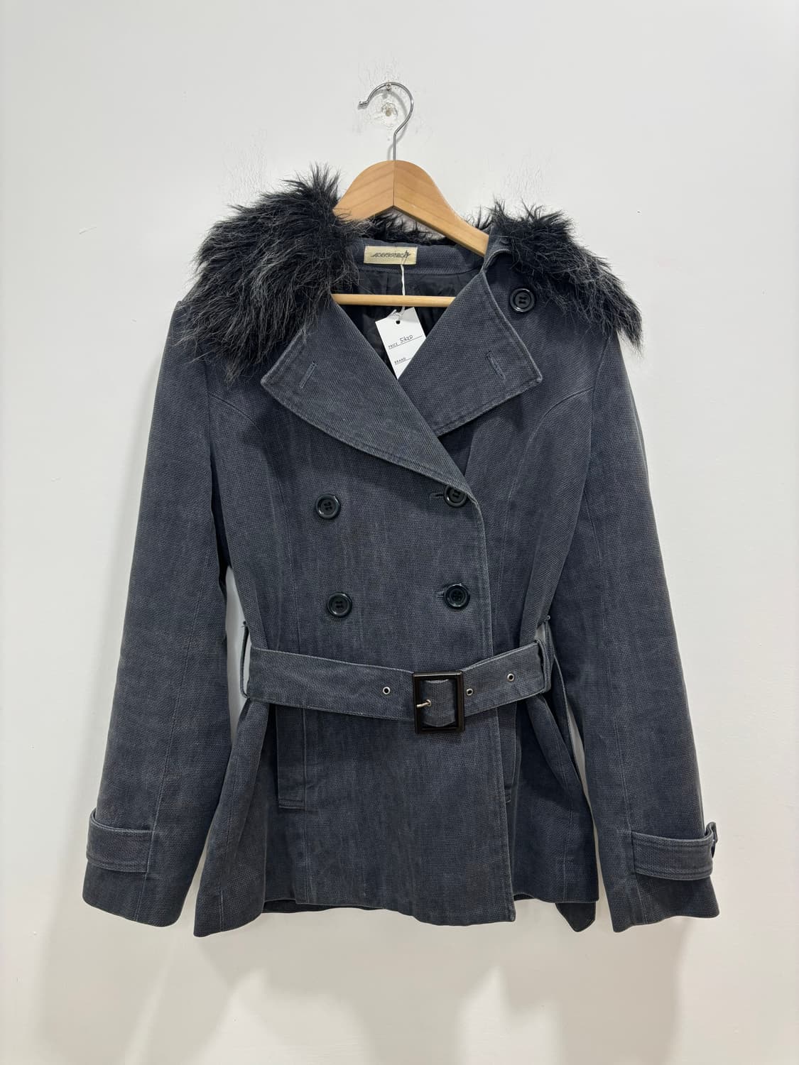 Y2k 워싱 벨티드 더블 코트 상품이미지6