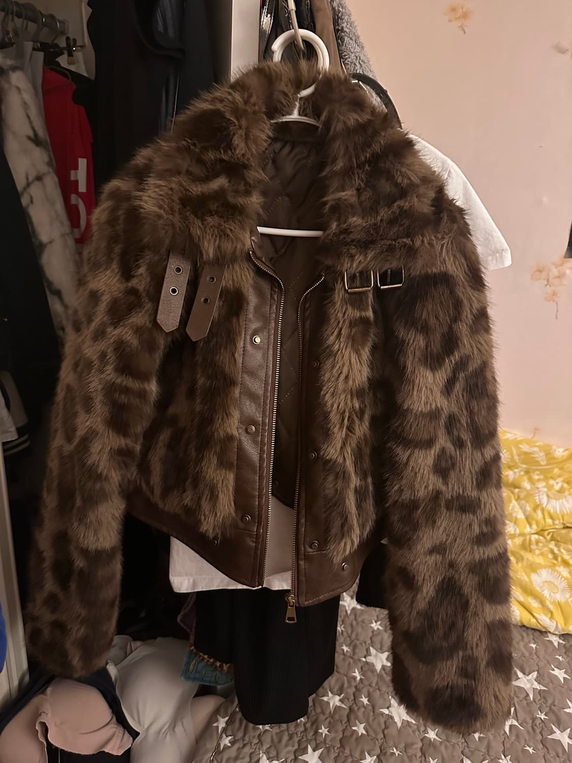 호피무늬 퍼 크롭 자켓 상품이미지1