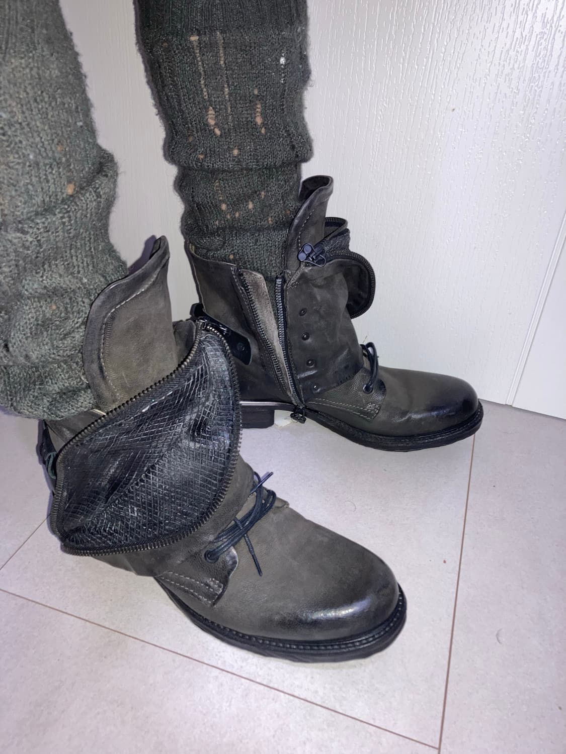 A.S.98 드레이프 랩 레더 부츠 상품이미지4