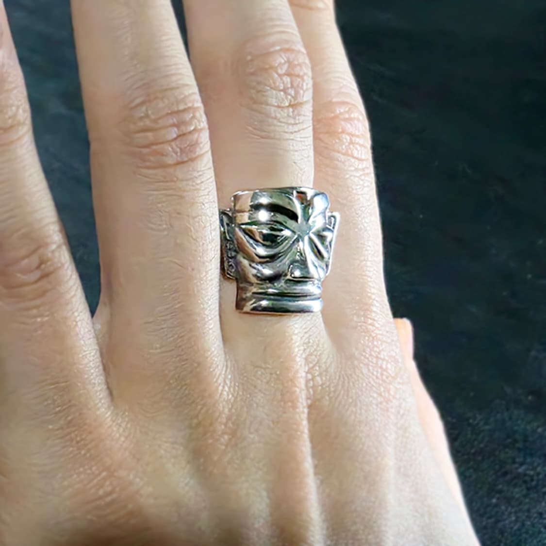 Effigy 실버 남자 엔틱 빈티지 명품 석상 부족 얼굴 반지 상품이미지6