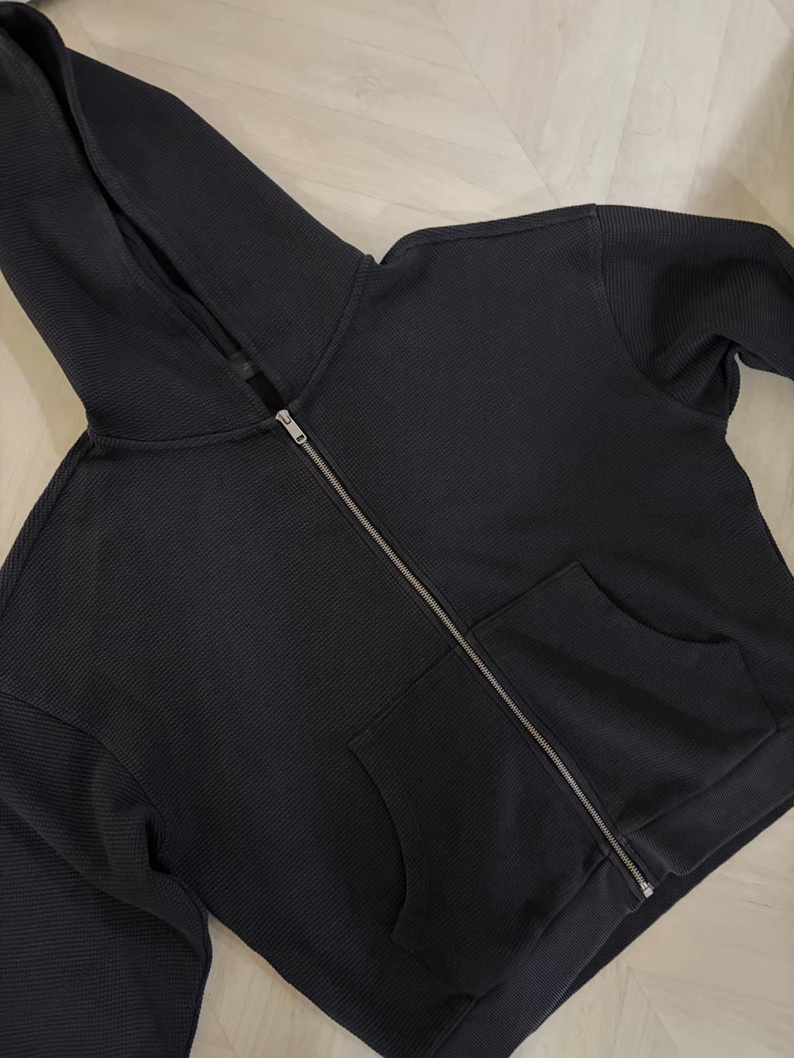 자라 워싱 와플 후드집업 상품이미지1