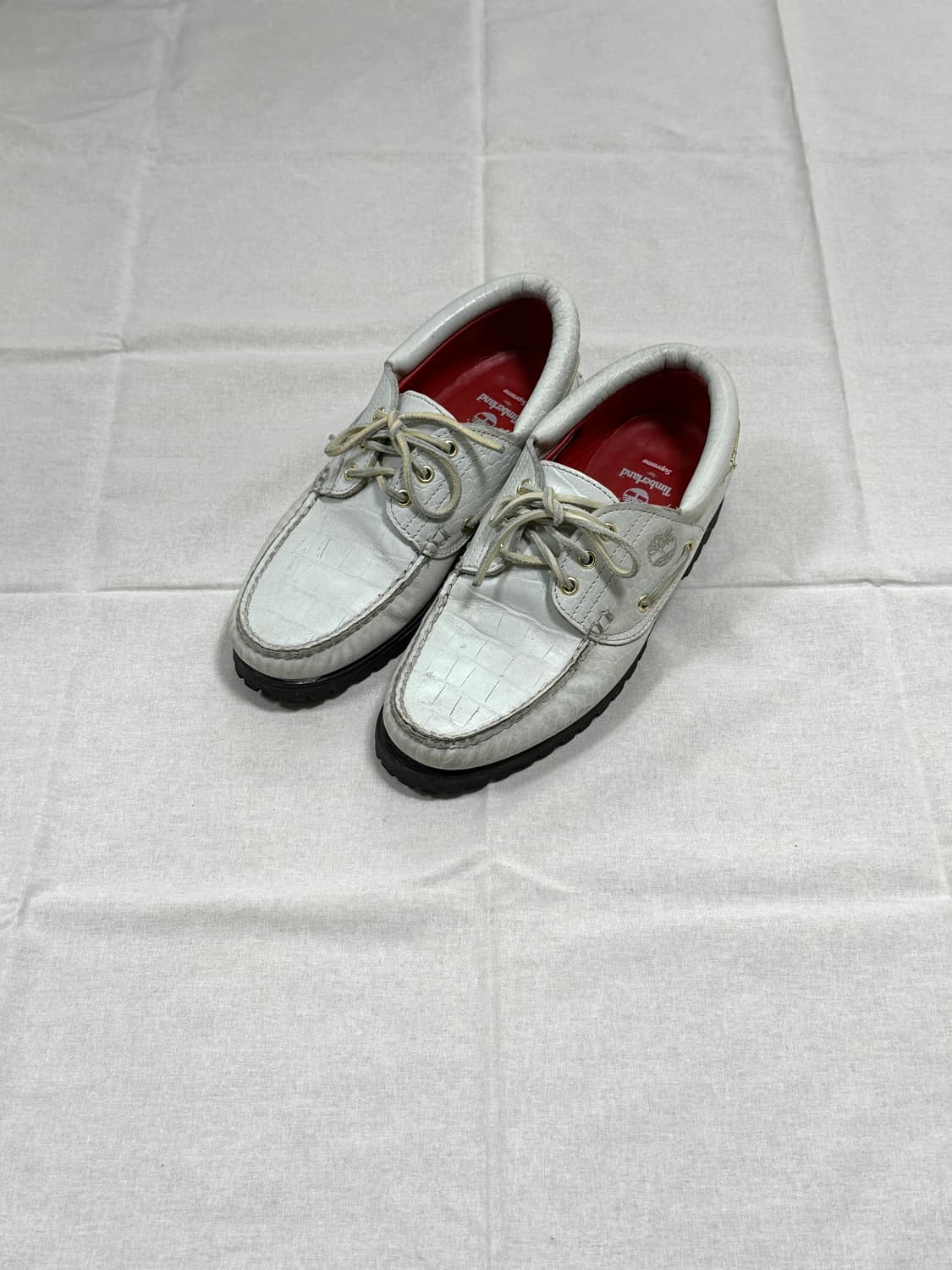 슈프림 x 팀버랜드 뱀피 레더 3아이 보트슈즈 us8 상품이미지1