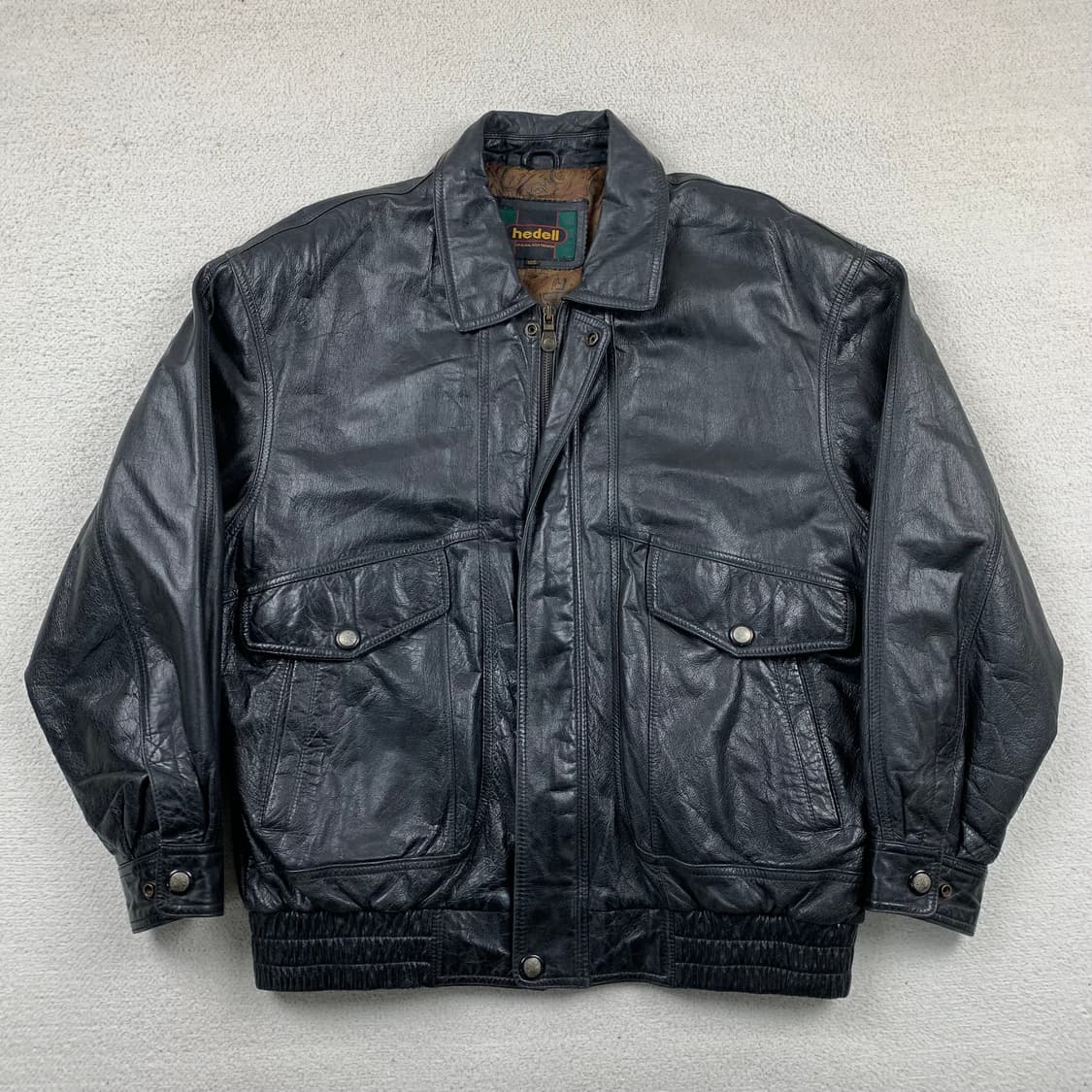 90's hedell 빈티지 양가죽 봄버 자켓 블랙  상품이미지1
