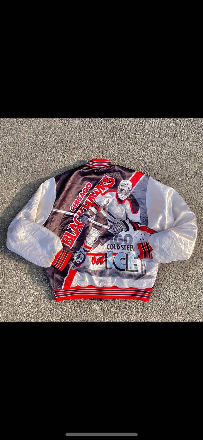 90s 초크라인 올드스쿨 사틴 바시티 자켓 힙합 스타디움 점퍼 L 상품이미지8