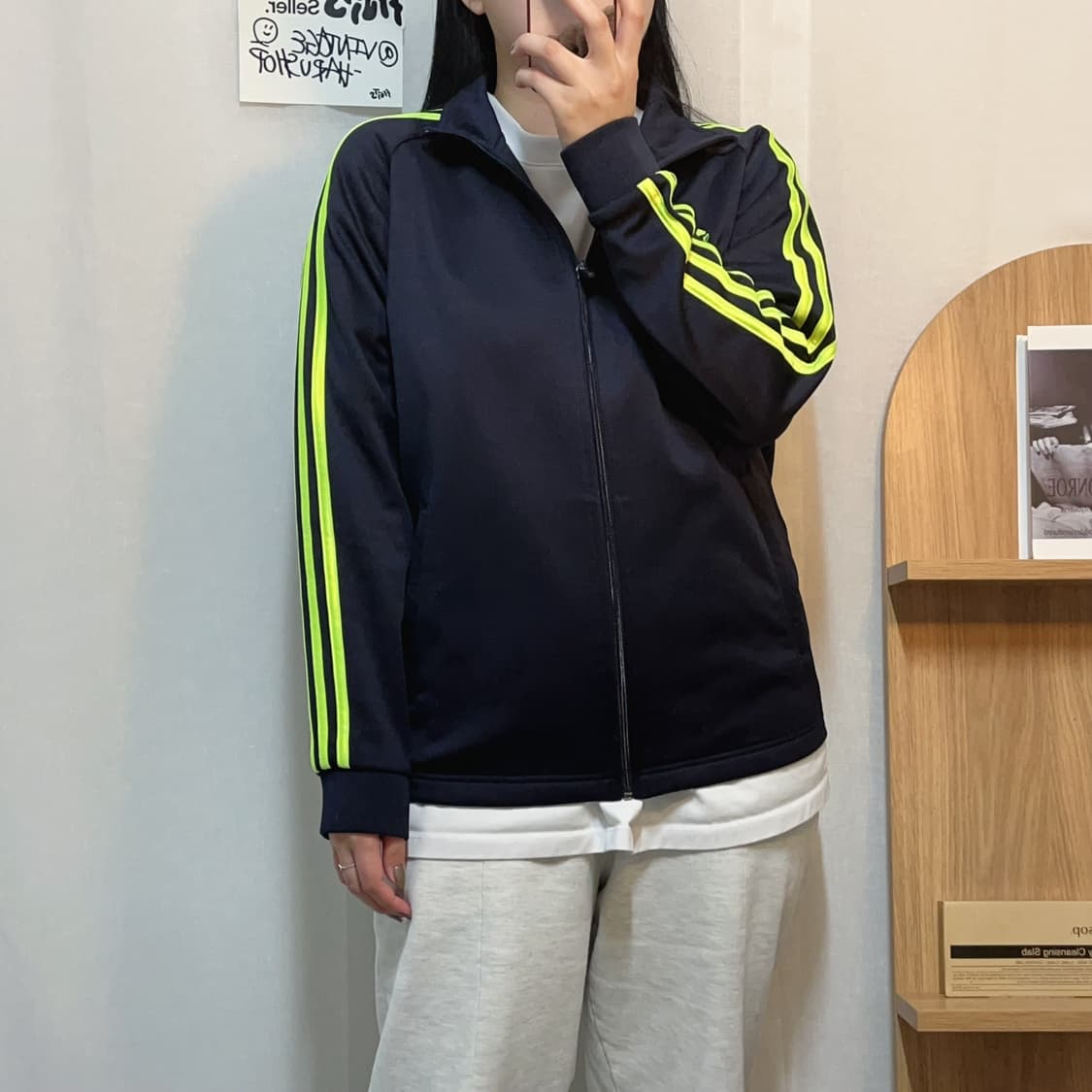 [정품] 아디다스 네이비 형광삼선 져지 집업 [ 85 ] 상품이미지3