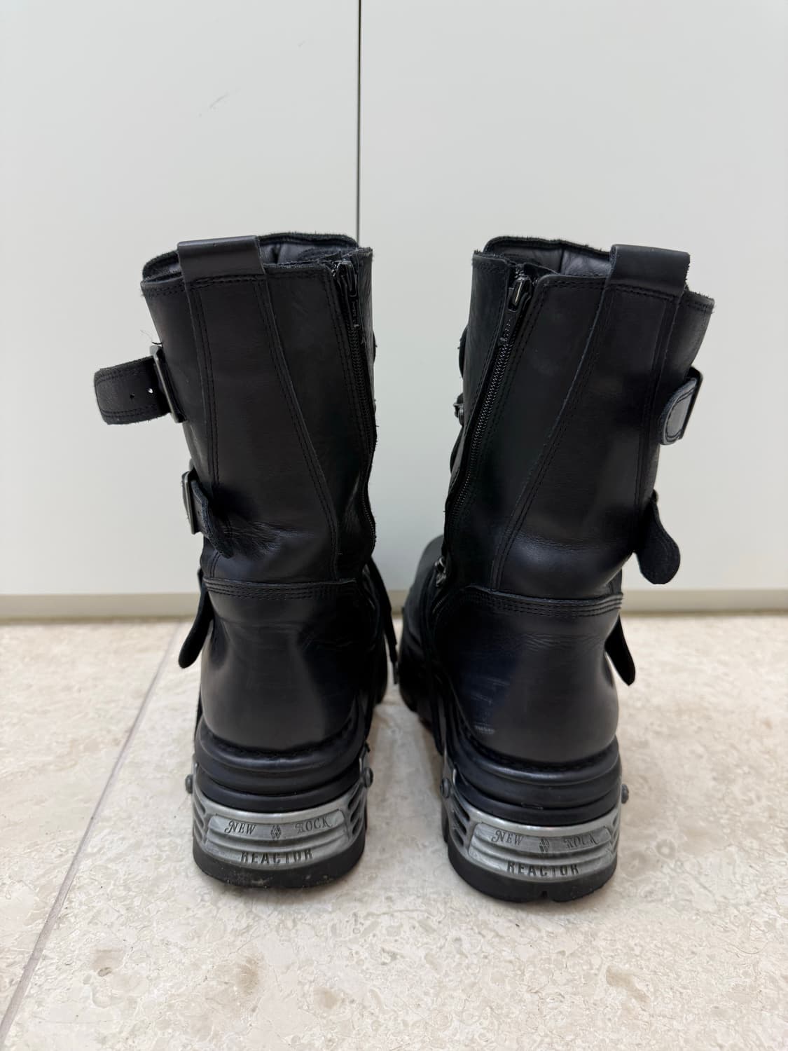 뉴락 리액터 블랙 레더 플랫폼 부츠 43 상품이미지4