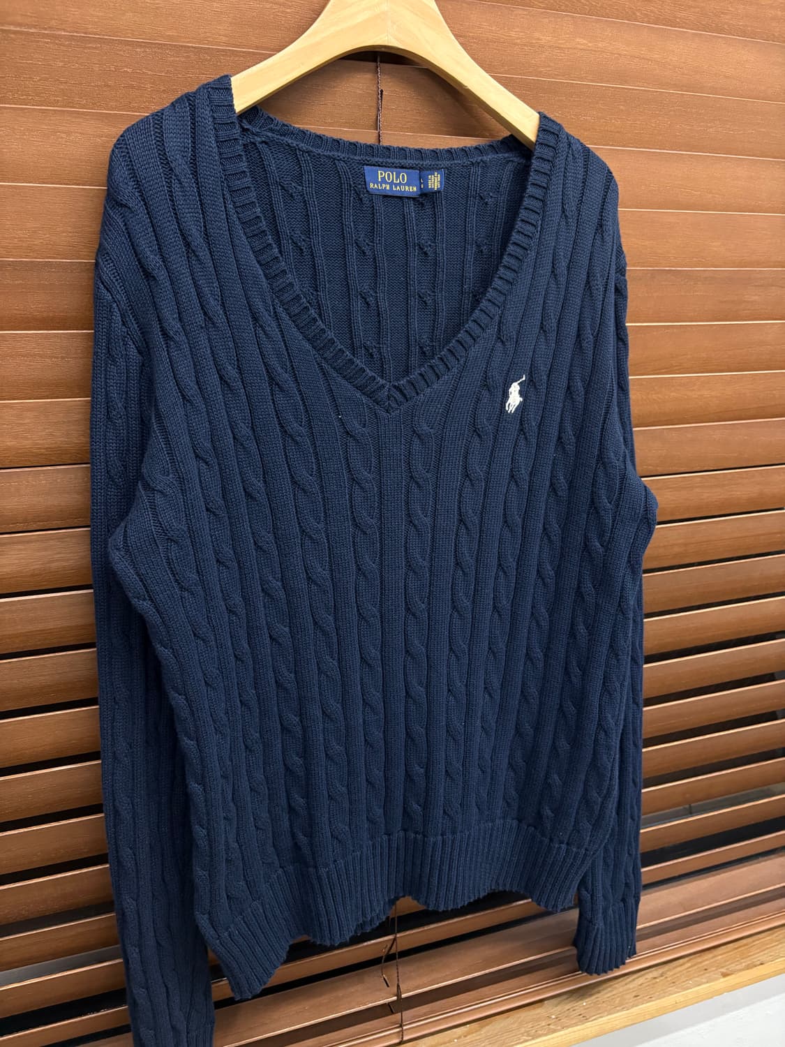 폴로 랄프로렌 네이비 브이넥 케이블 니트 상품이미지4