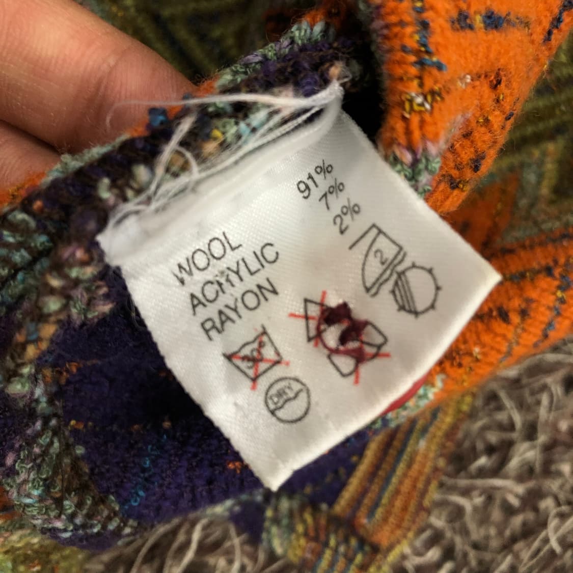 빈티지 멀티컬러 울 패턴 니트 가디건 상품이미지4