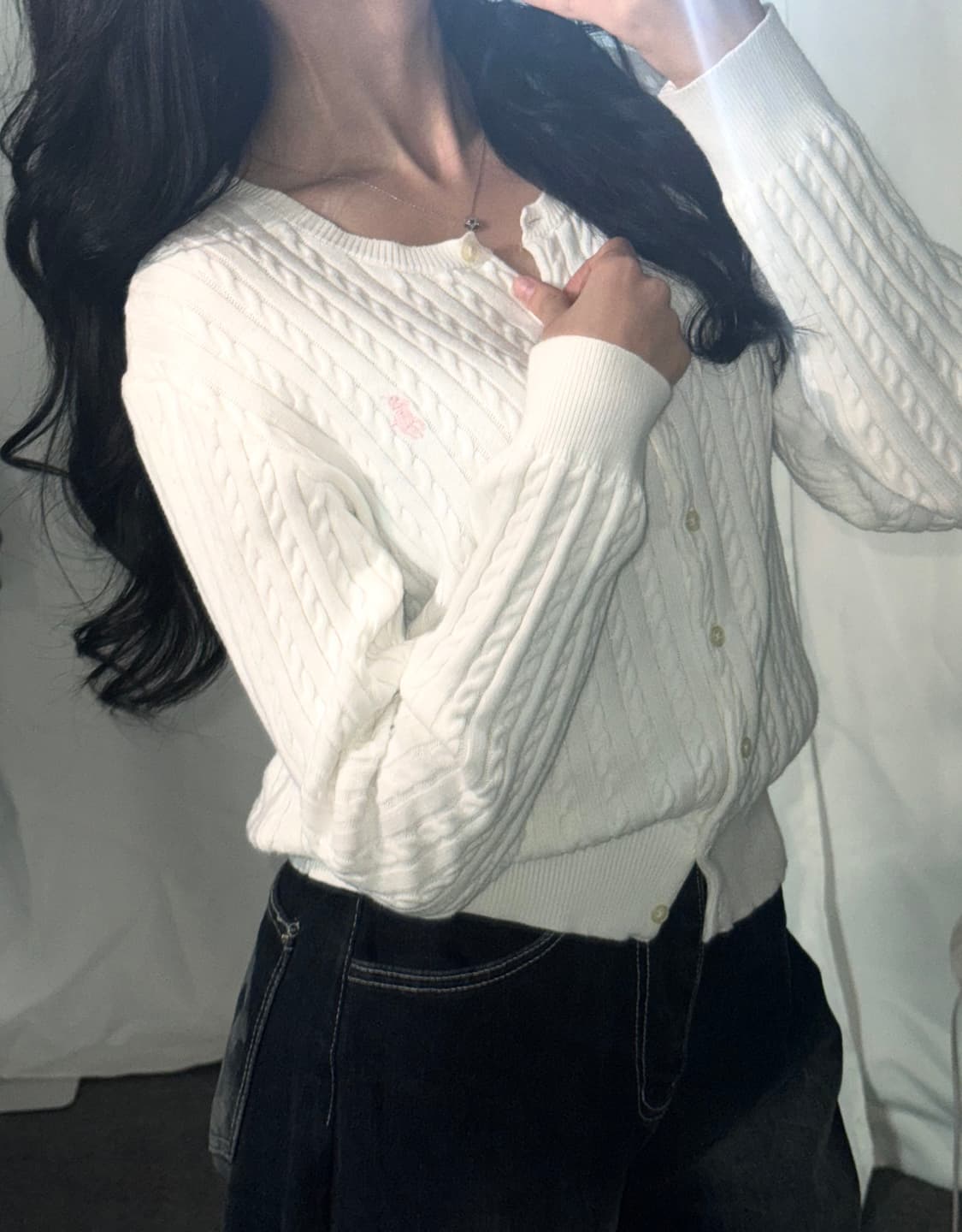 🐰폴로 랄프로렌 화이트 베이비 핑크 포니 여리 가디건🪽 상품이미지2