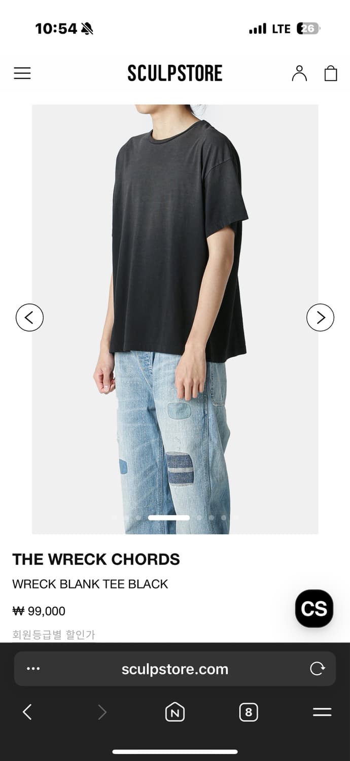 WRECK BLANK TEE BK 사이즈1 새상품 상품이미지2