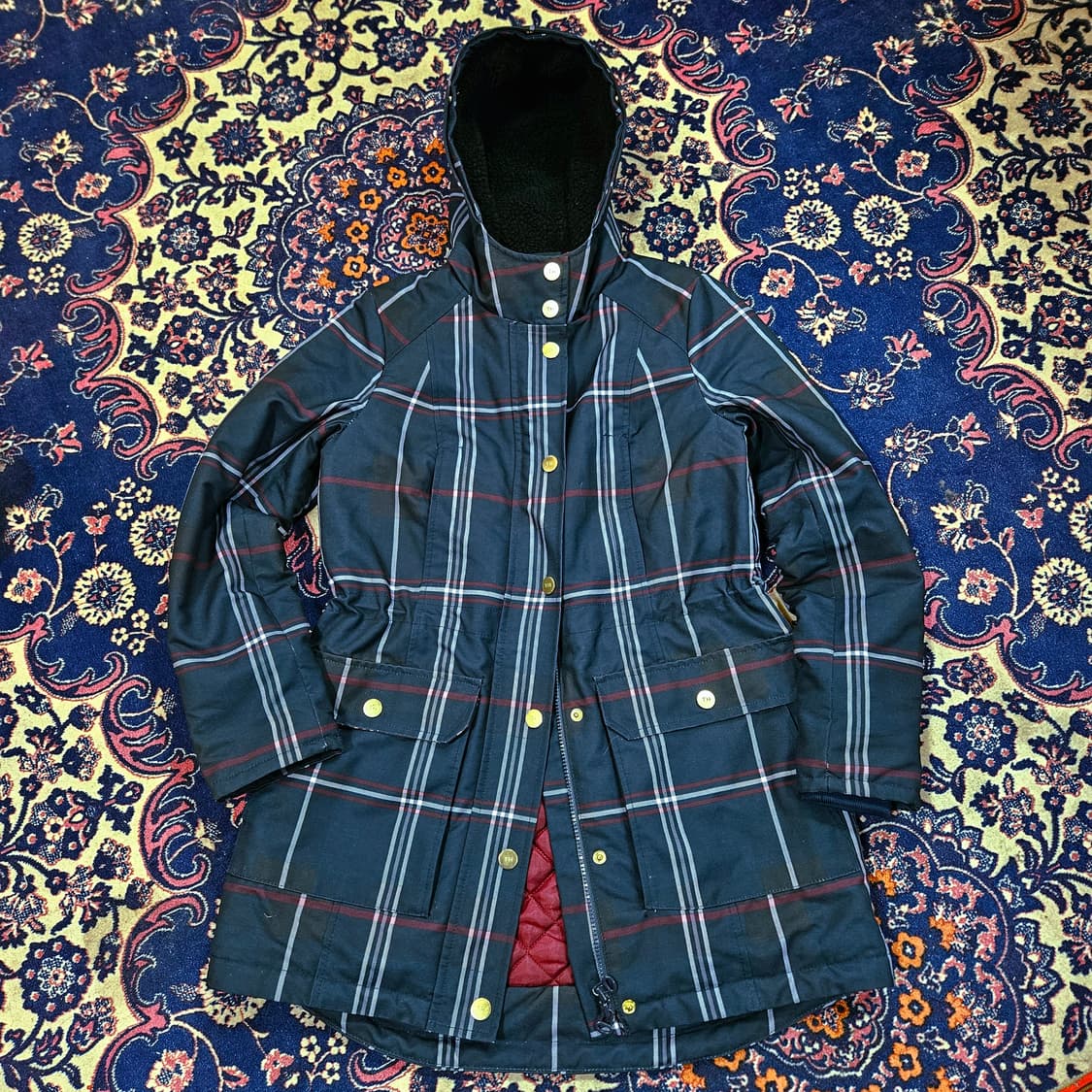 타미힐피거 네이비 타탄체크 후드 패딩 점퍼 XS size 상품이미지5