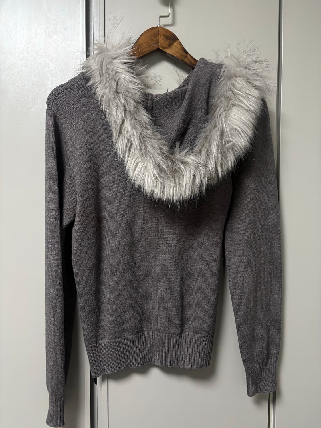 Y2k 니트 퍼 후드집업 상품이미지2