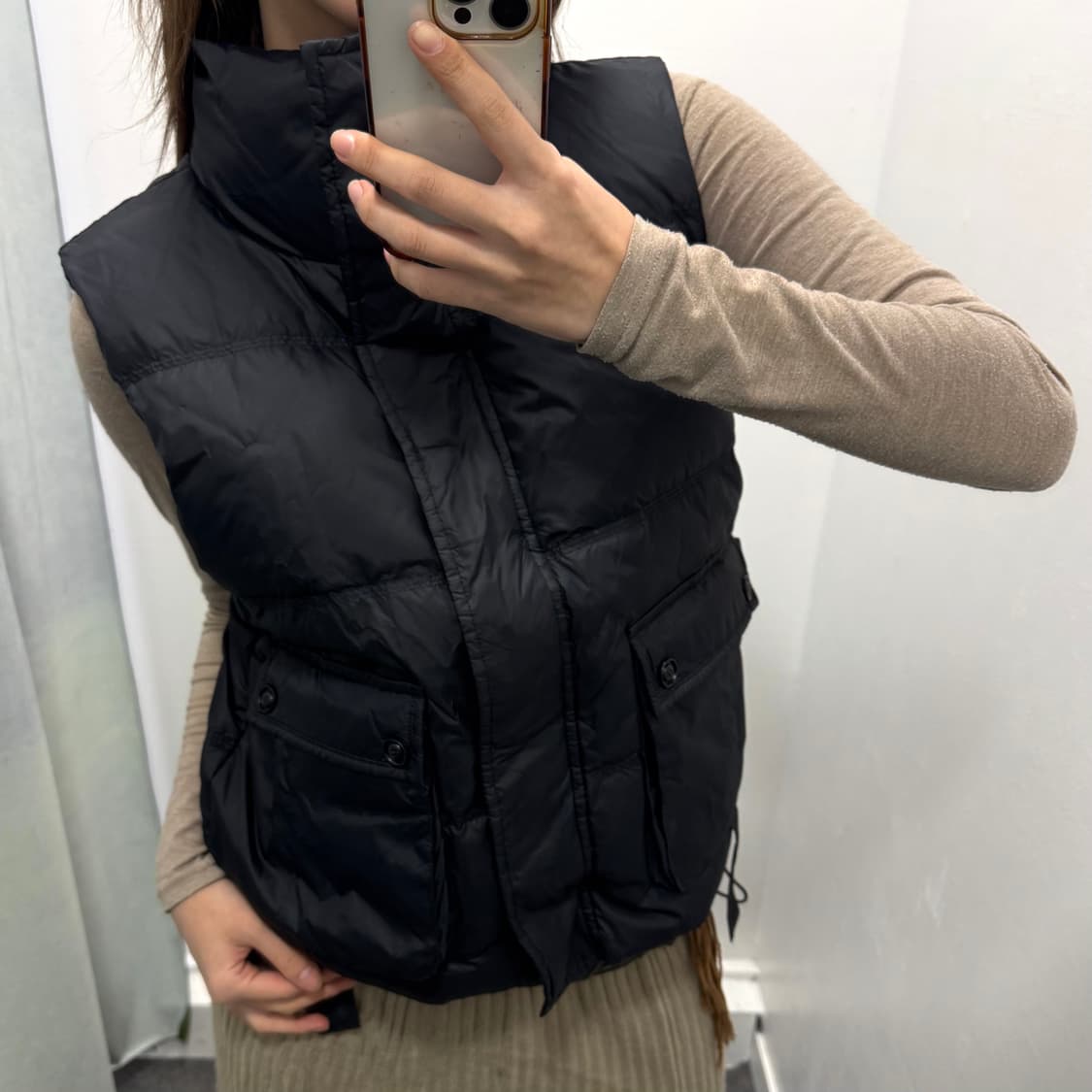 블랙 구스다운 패딩 베스트 상품이미지1