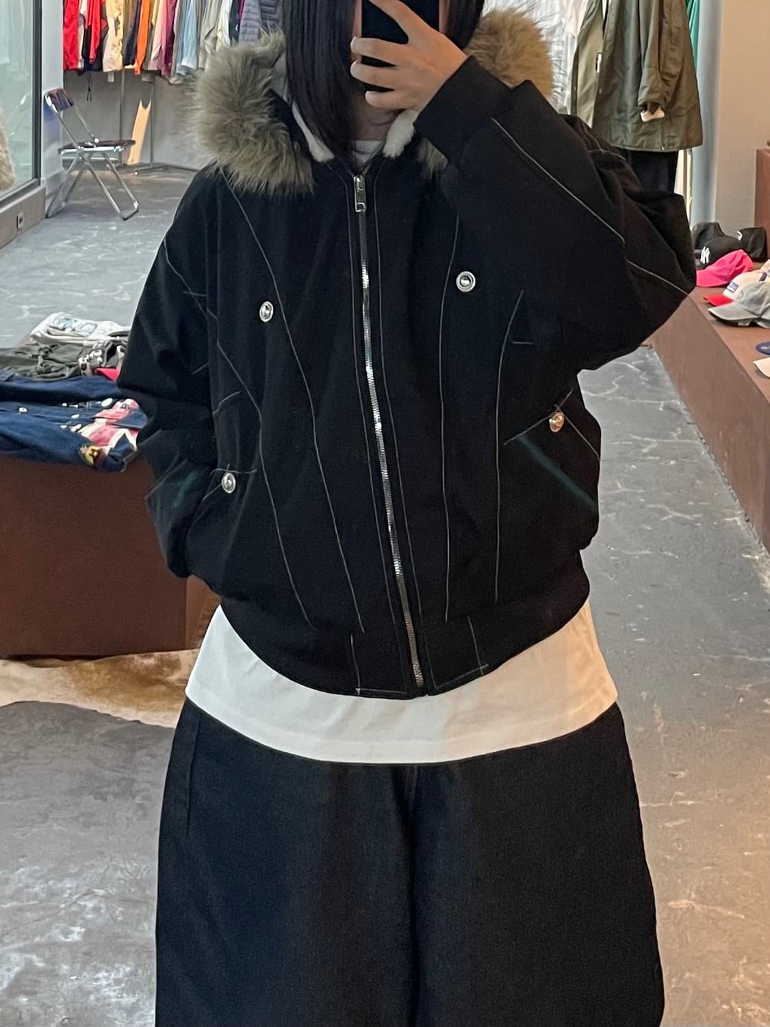 빈티지 후드 퍼 자켓 (털부착가능) H2008 상품이미지1