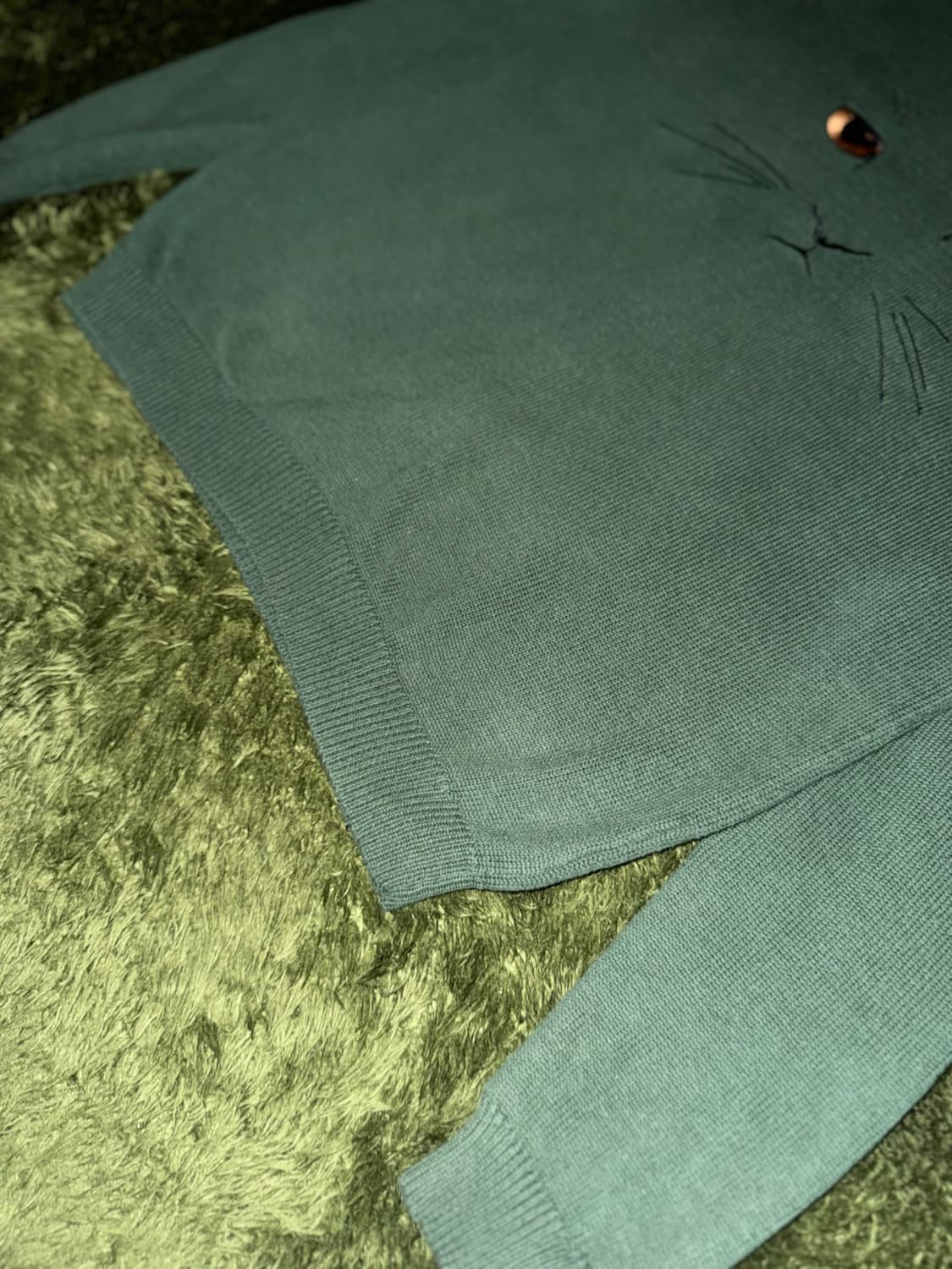 [M] 오프닝 세레머니 캣 엠브로이더리 니트 그린 상품이미지5