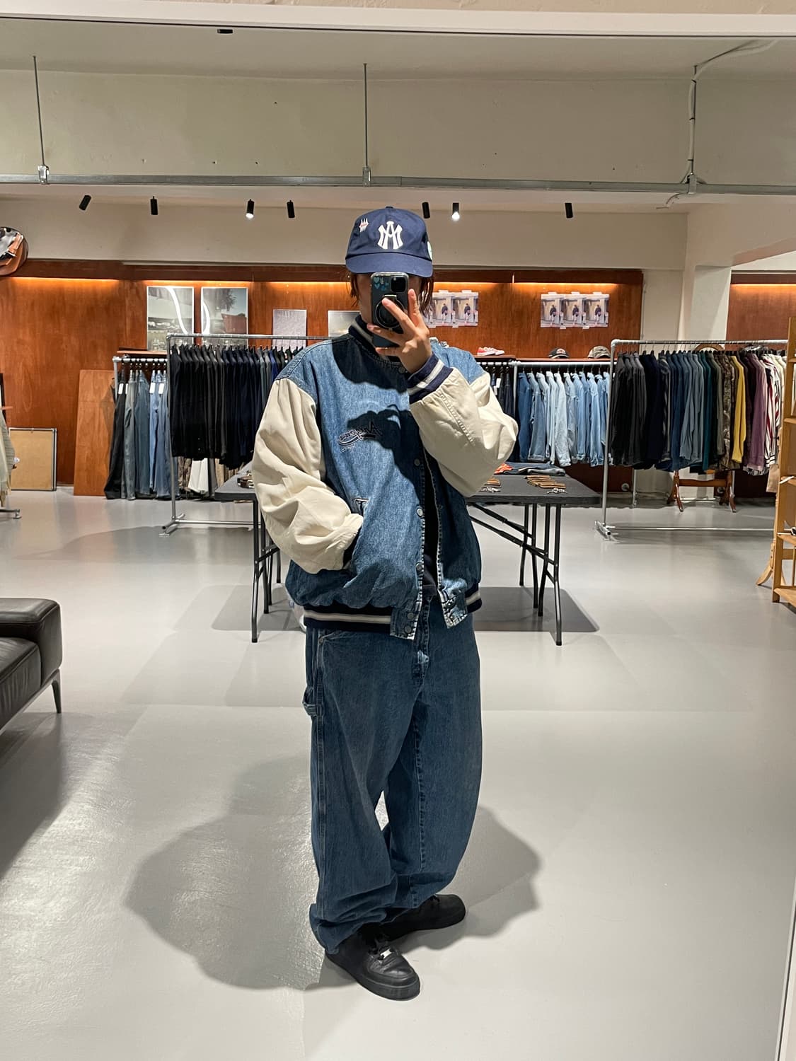 Vintage denim baseball jacket  상품이미지4