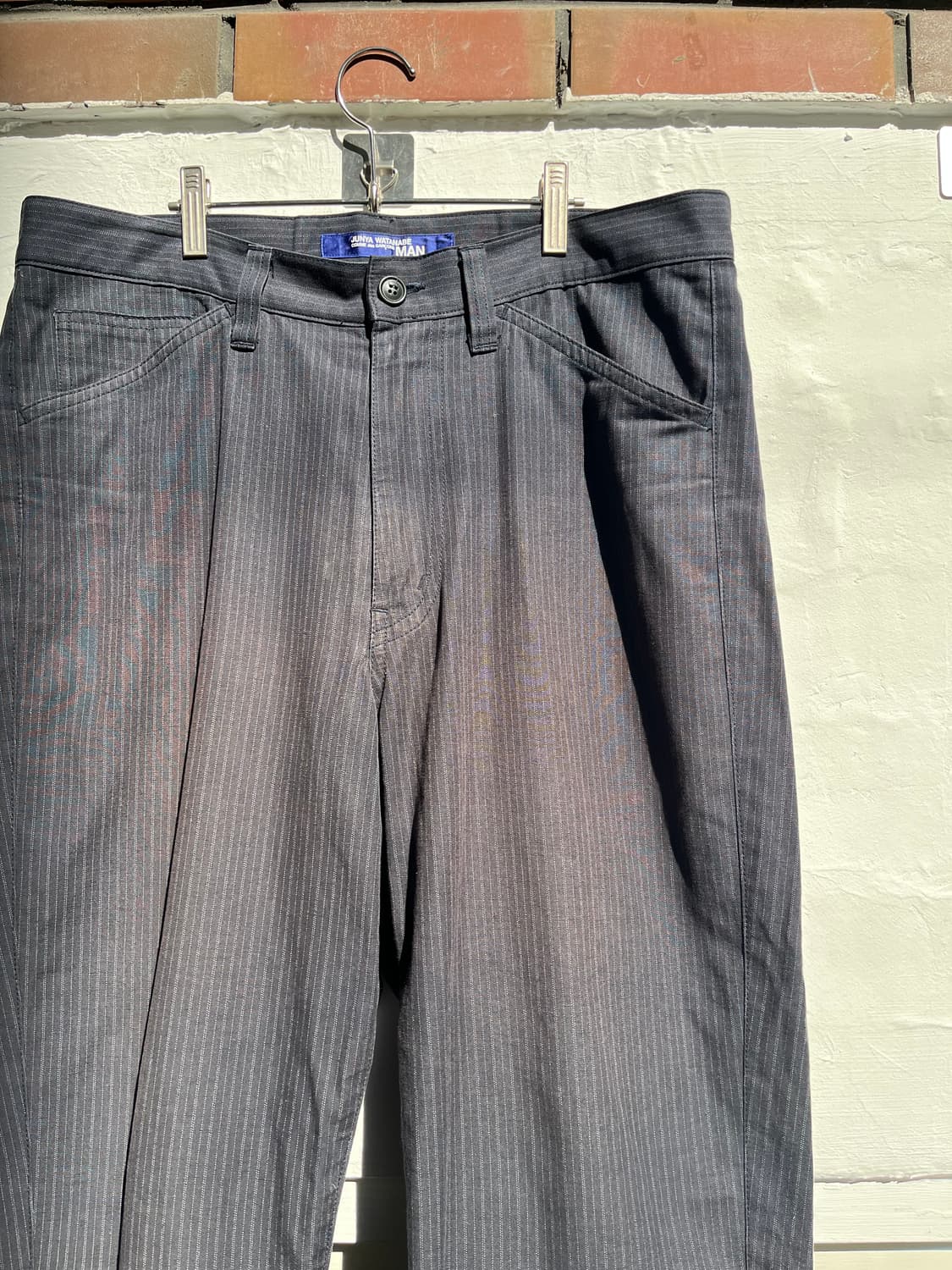 Junya Watanabe 꼼데가르송 맨 스트라이프 코튼 린넨 팬츠 M 상품이미지3