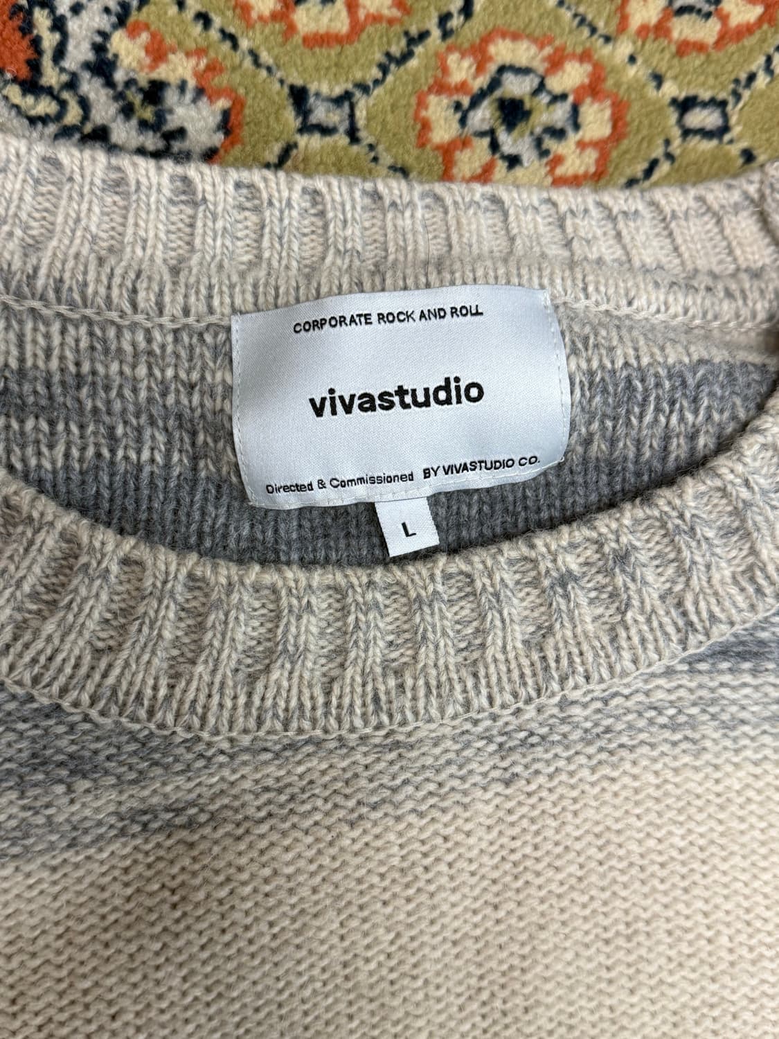 비바스튜디오 베이지 그레이 오버핏 니트 L 상품이미지3