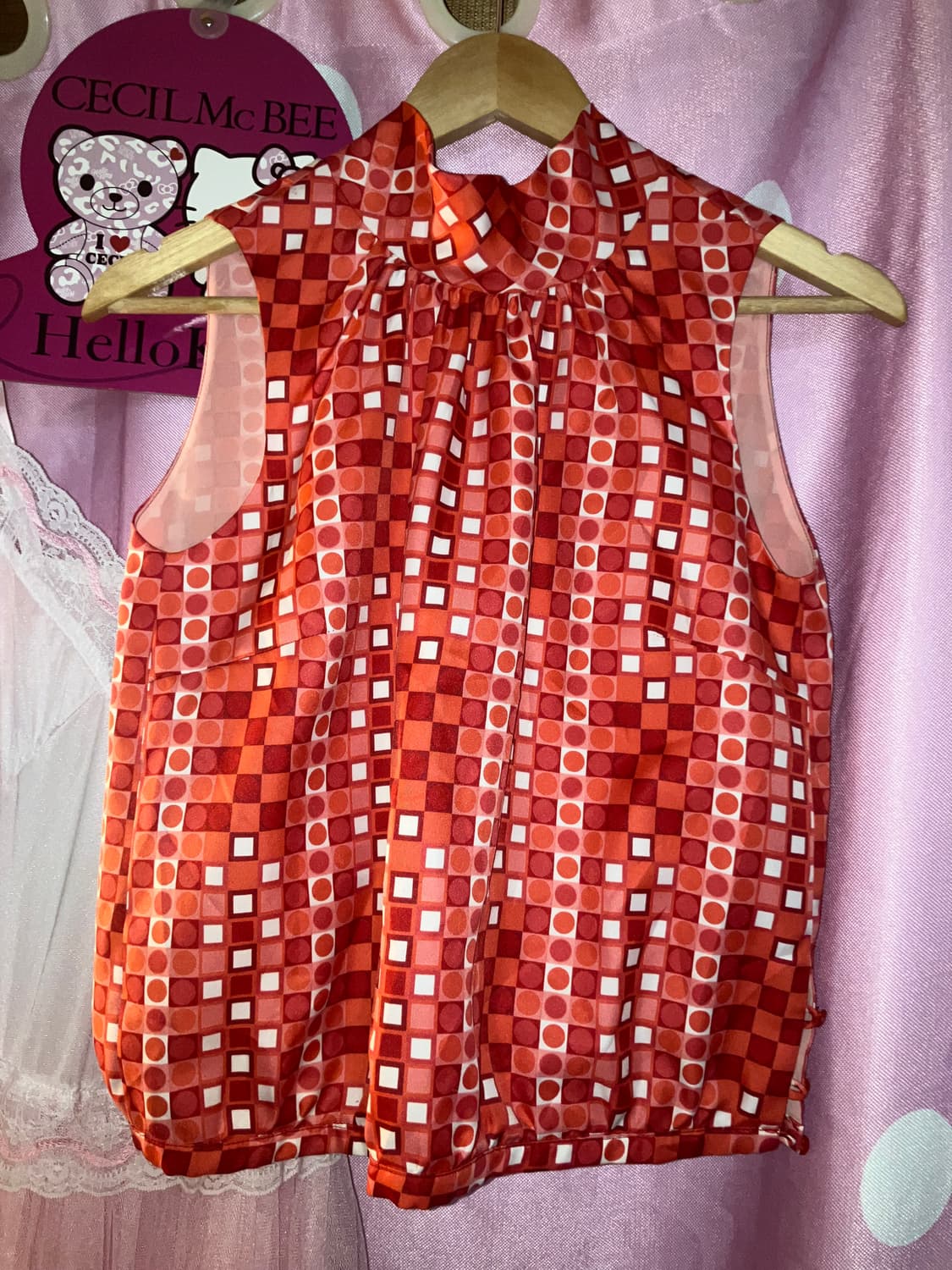 jpn 레드 도트 리본 블라우스 상품이미지5