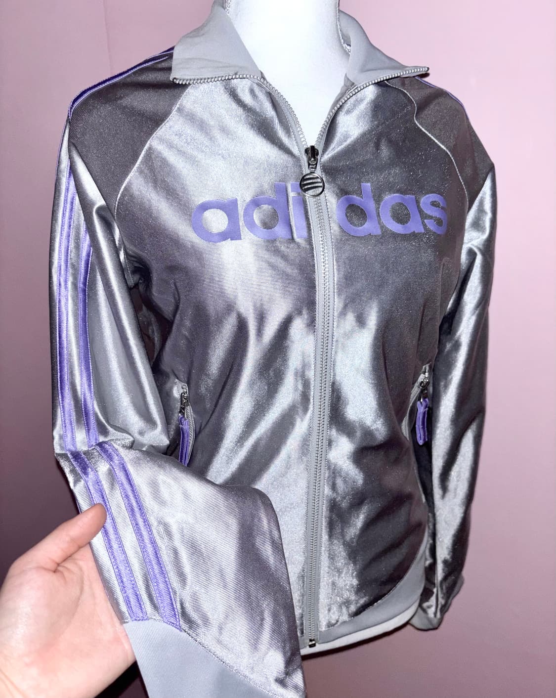 아디다스 져지 올드스쿨 실버 퍼플 트랙탑 저지 자켓 키치 보라 상품이미지1