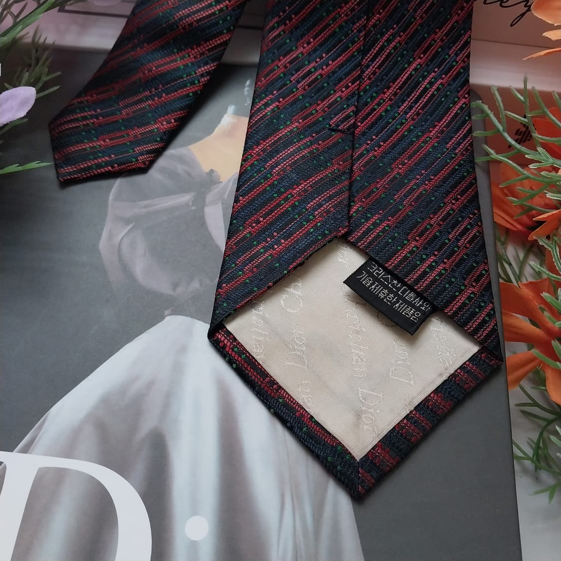 크리스찬 디올 실크 와인 패턴 넥타이 8.3cm A+~A등급 K1453
 상품이미지7