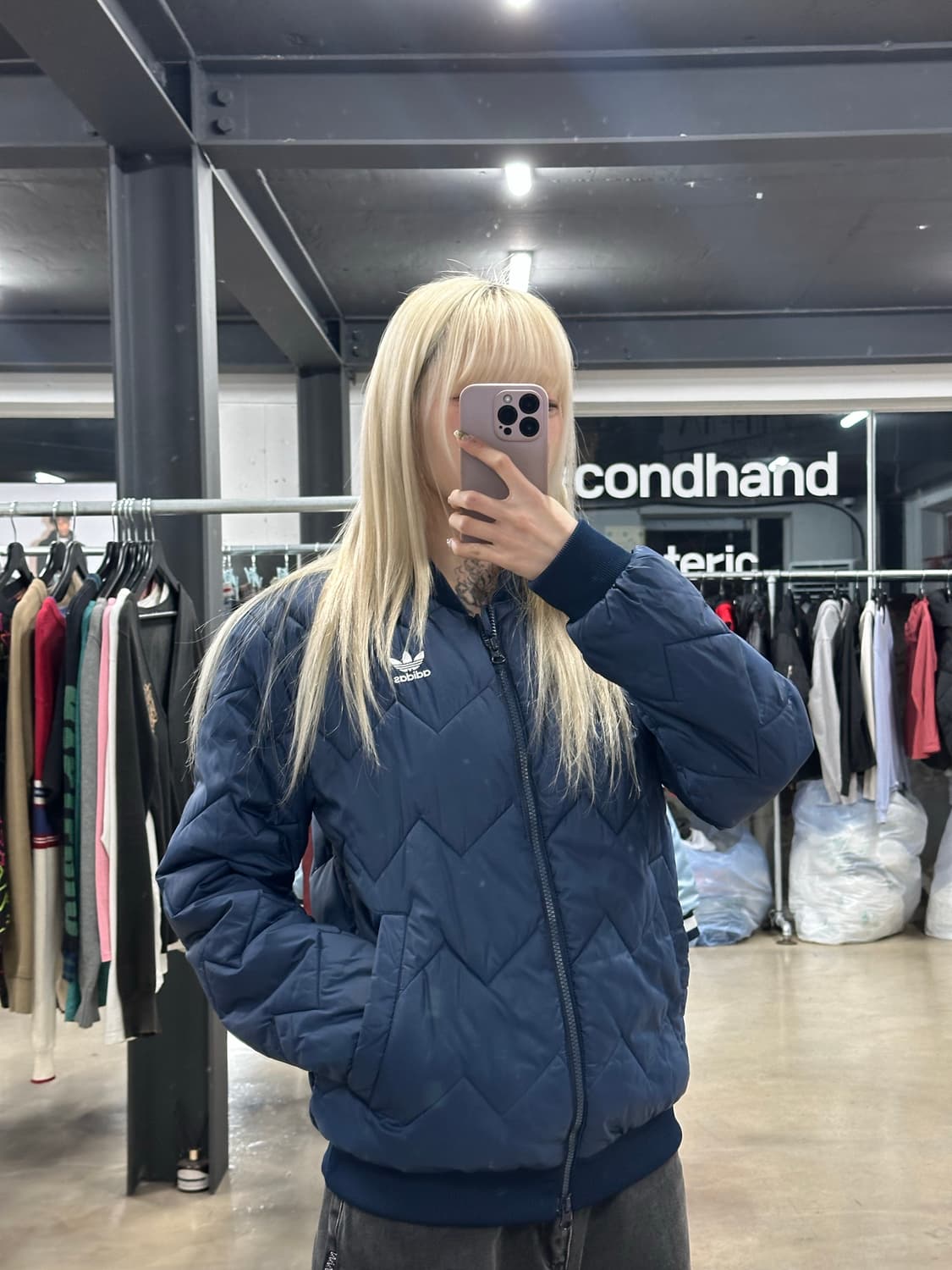 아디다스 네이비 퀄팅 자켓 상품이미지1