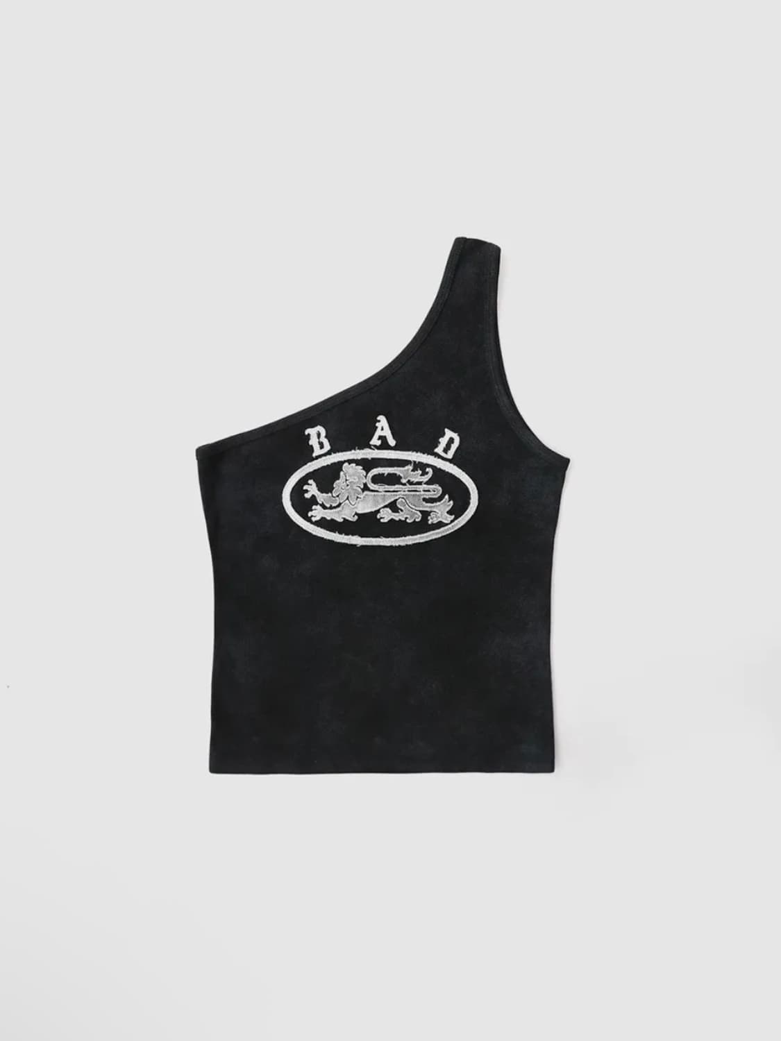 배드블러드 라이언 패치 원 숄더 탱크 워시드블랙 상품이미지1