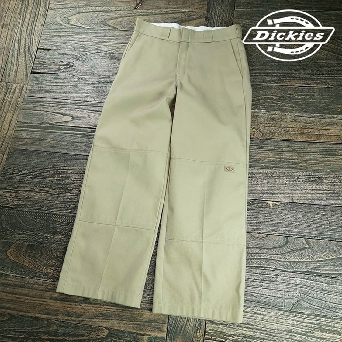 [디키즈] 로고 패치 더블니 와이드 워크 팬츠 베이지 M19834 상품이미지1