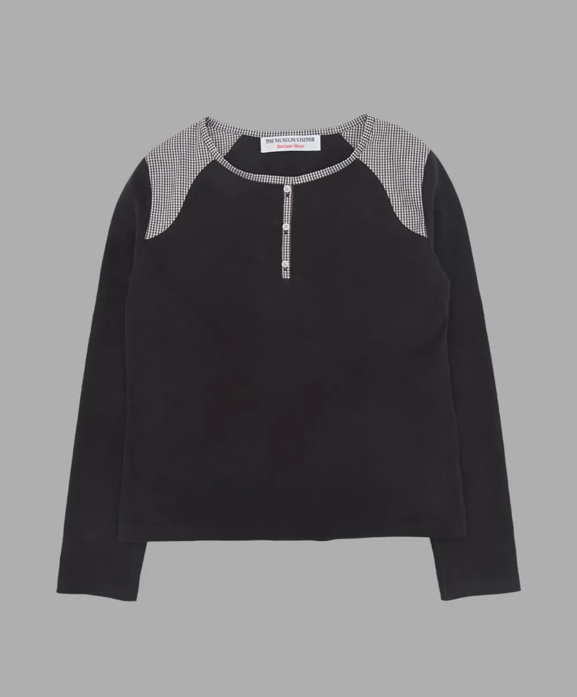 더뮤지엄비지터 CHECK MIXED HENLEY NECK T-SHIRT 상품이미지1