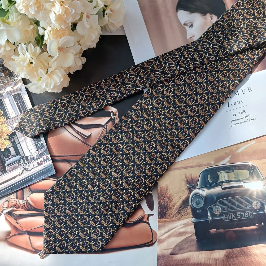 DAKS 닥스 실크 블랙 패턴 넥타이 9.7cm A등급 A19797 상품이미지3