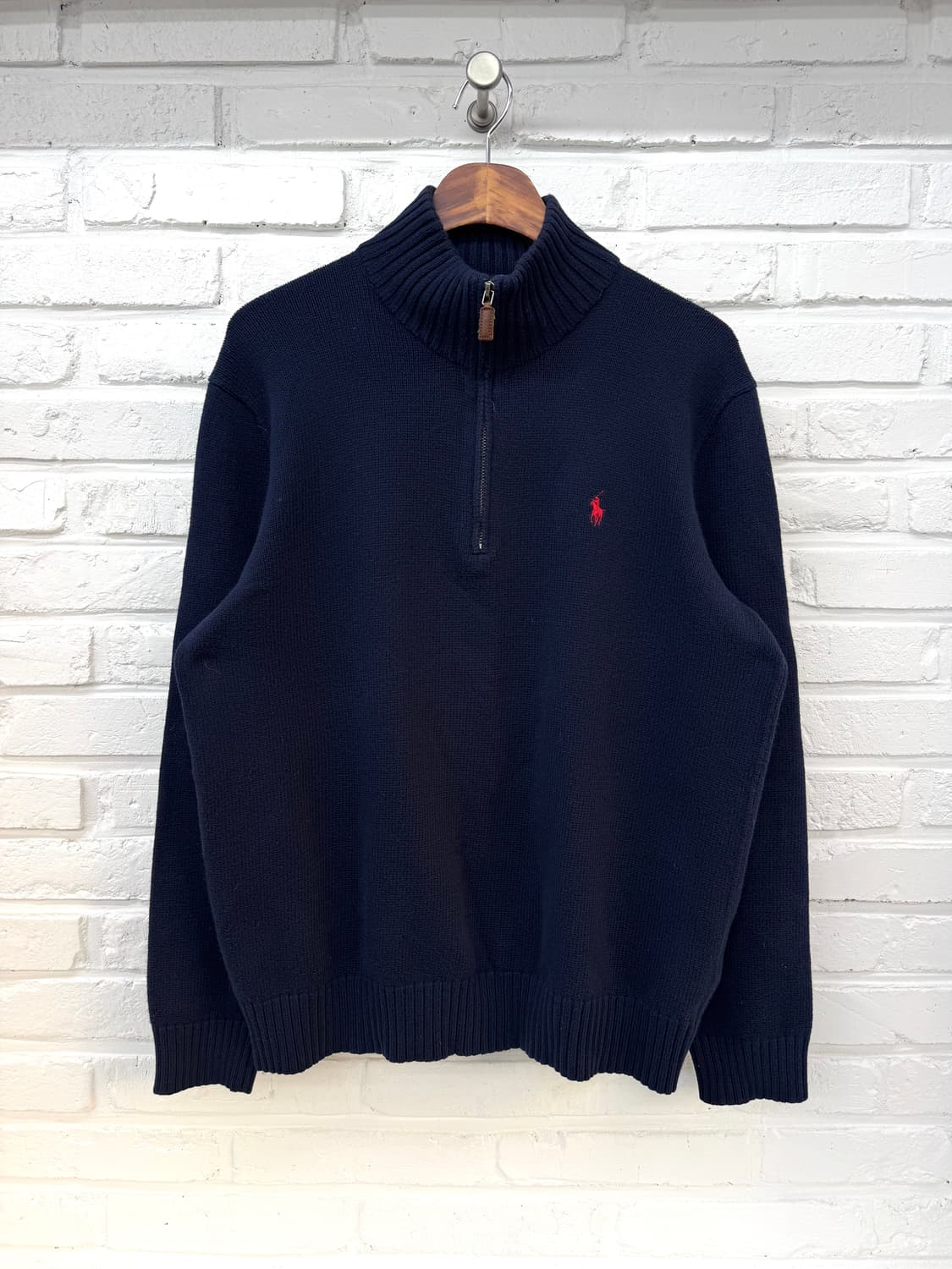 폴로 네이비 레드포니 반집업 니트 상품이미지3