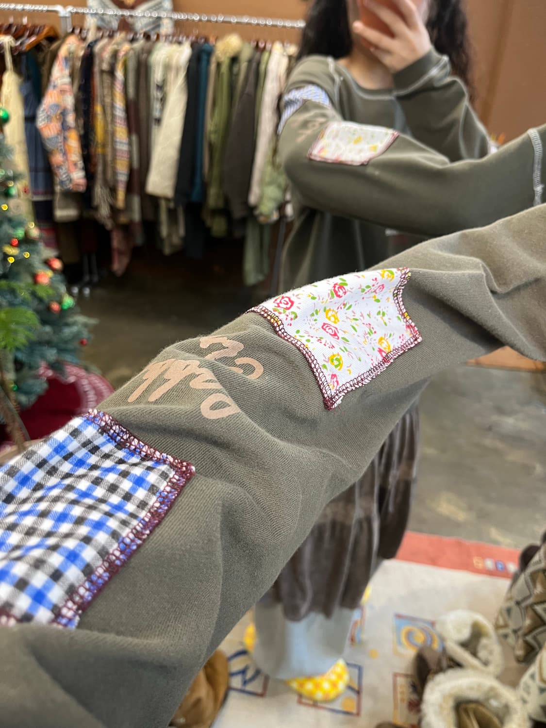 일본 빈티지 패치포인트 카키 맨투맨 상품이미지8