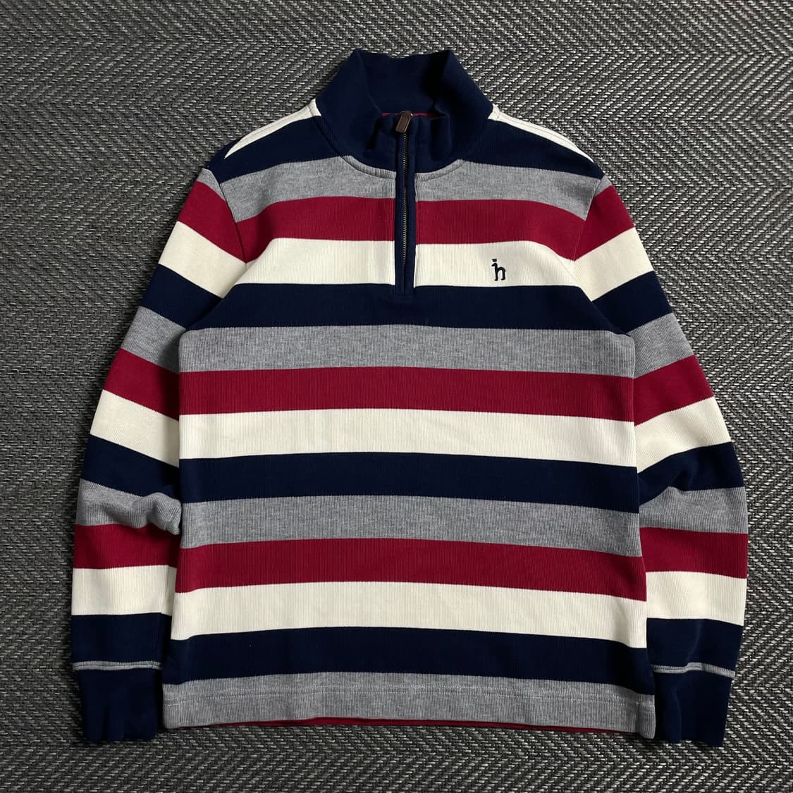 Hazzys 스트라이프 니트 카라 긴팔 반집업 티셔츠y 4730 상품이미지2