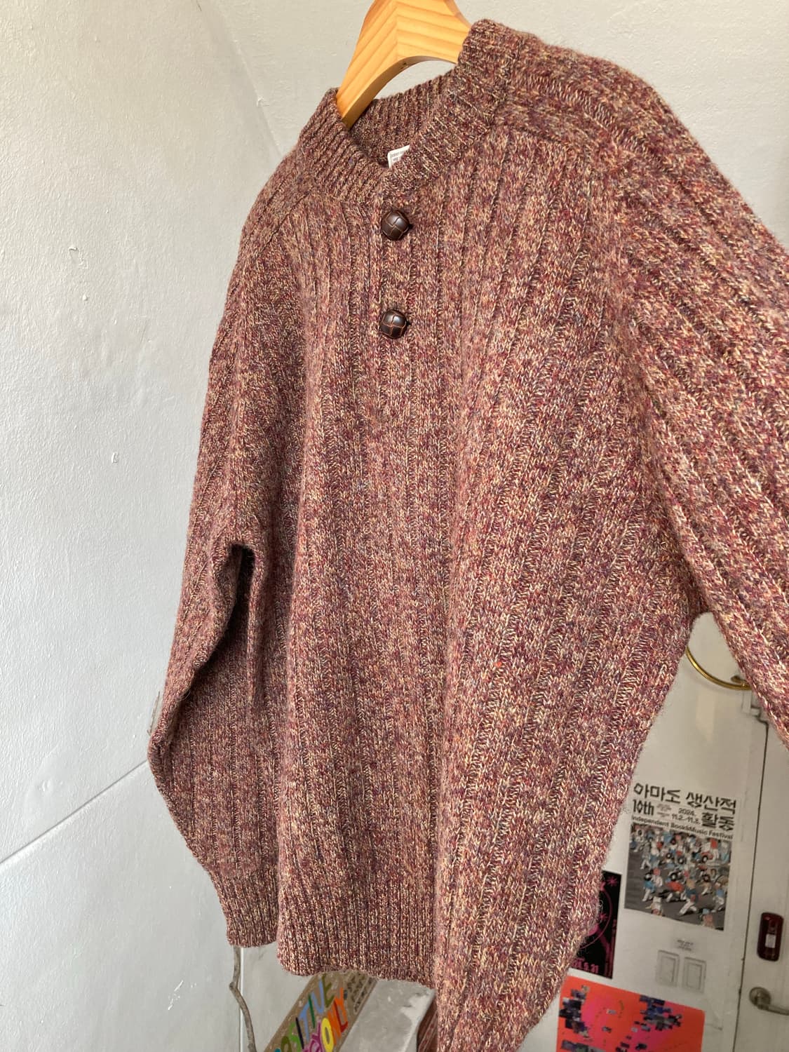 울 100% two단추 니트 상품이미지3