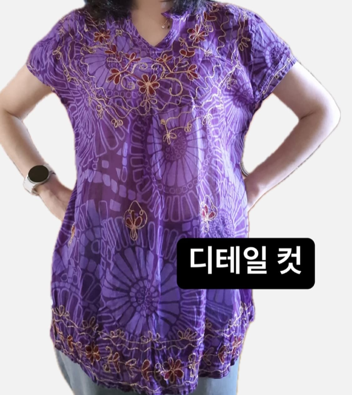 💜 홍콩 빈티지 감성 퍼플 자수 블라우스 상품이미지8