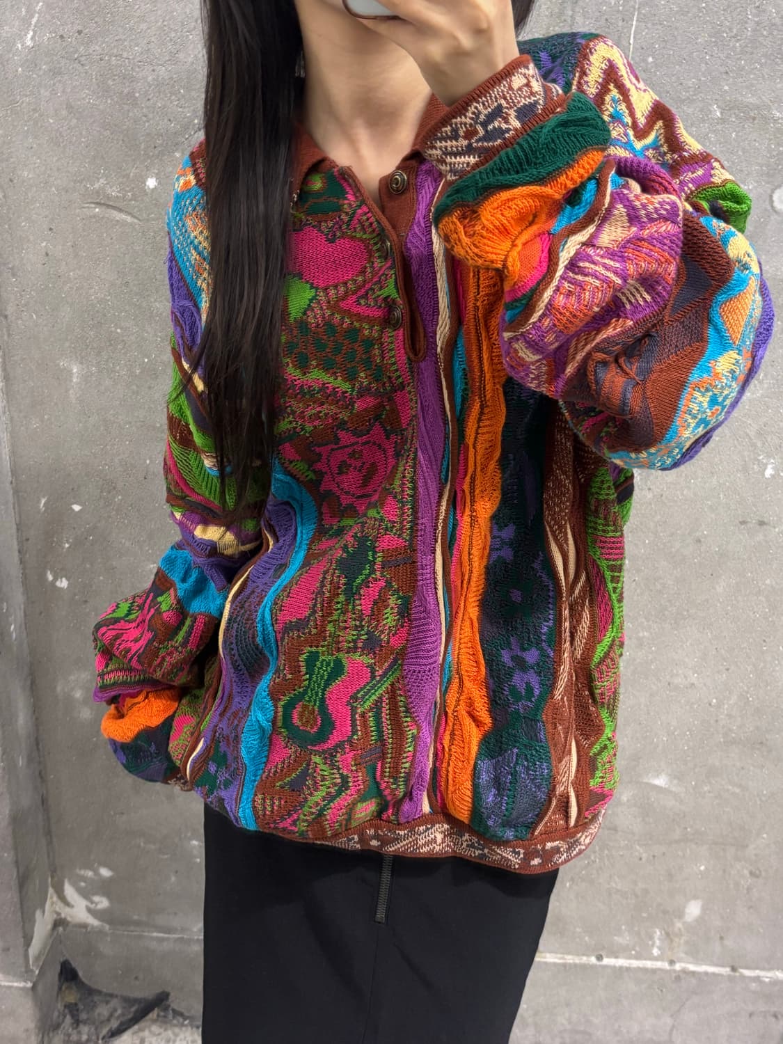 Coogi 쿠지 3D 멀티컬러 케이블 코튼 카라 니트 상품이미지1