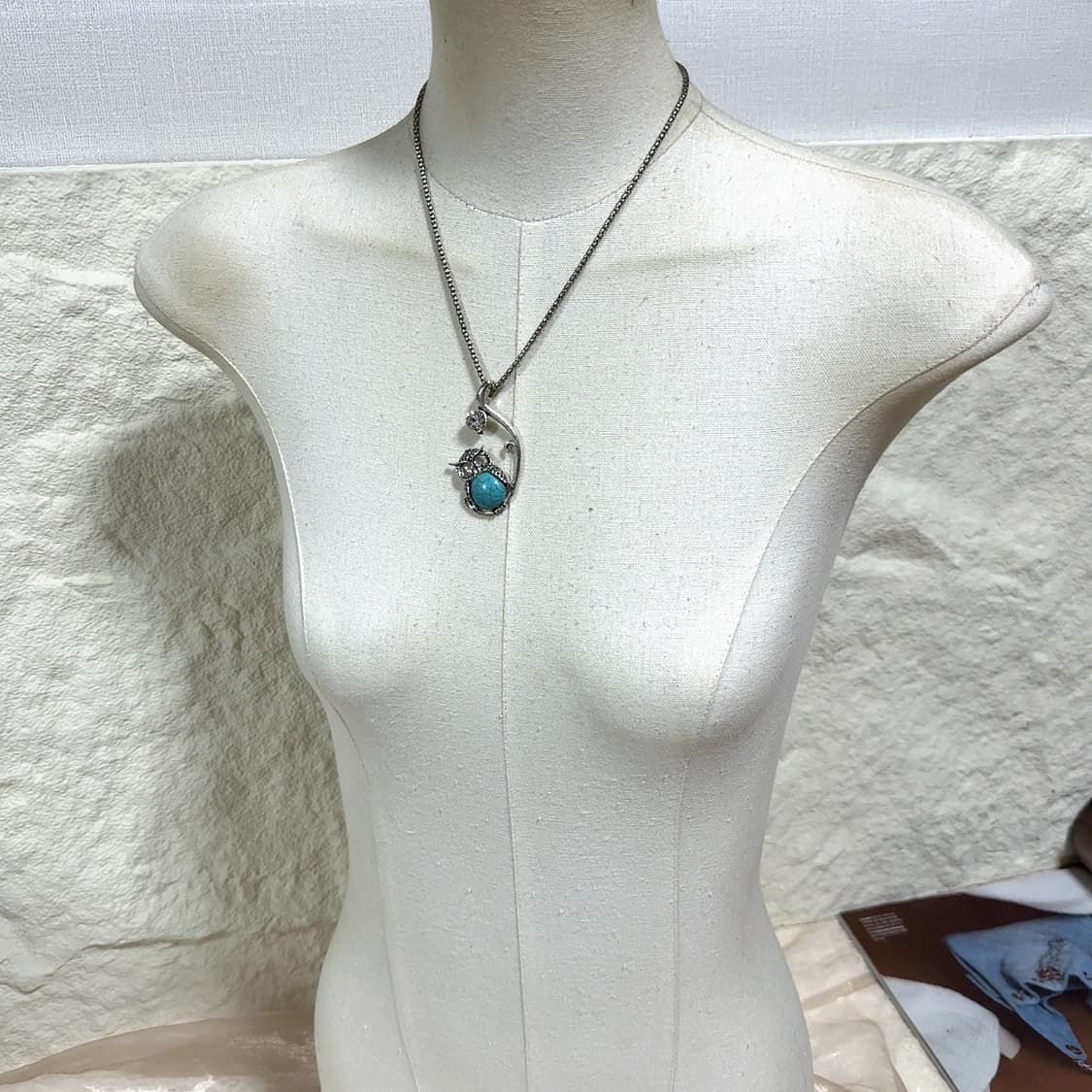 빈티지 부엉이 터키석 목걸이 상품이미지1